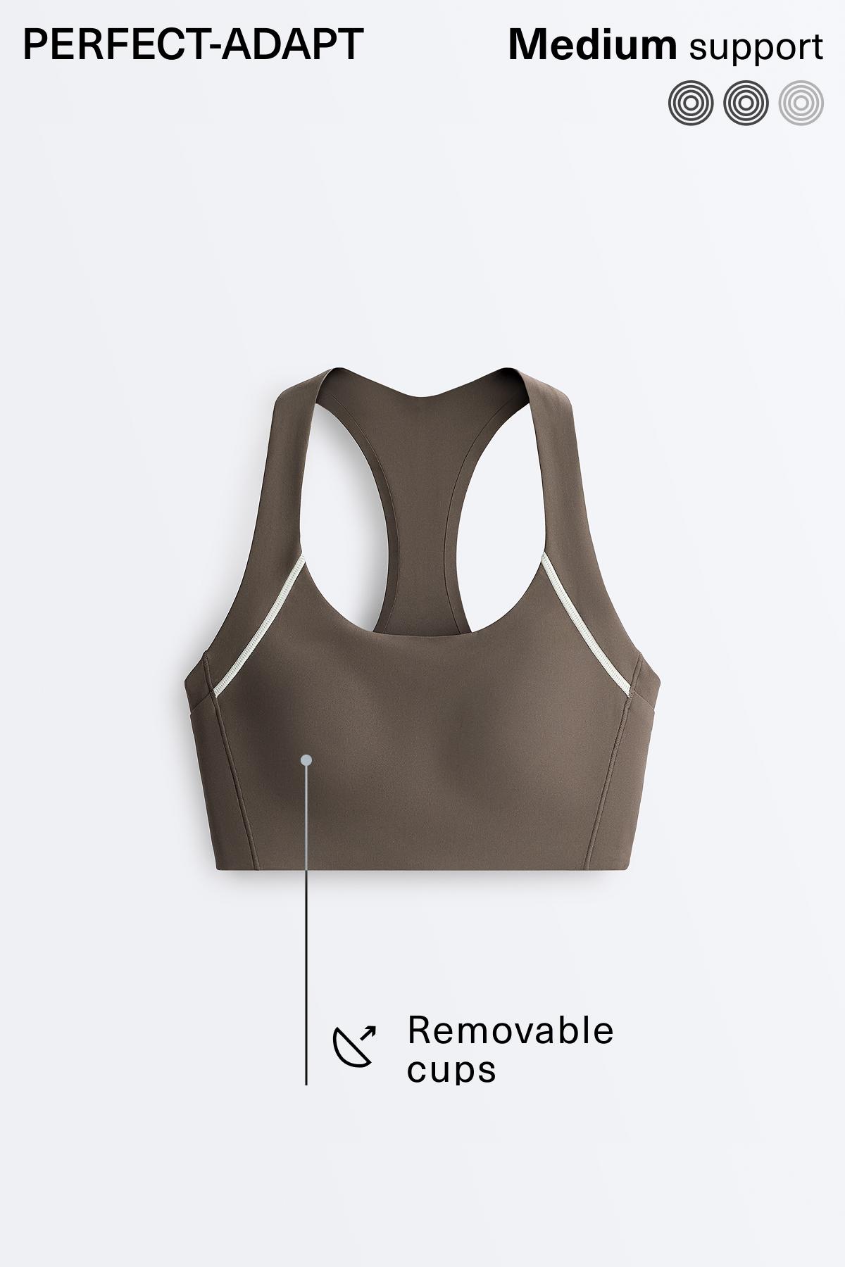 Perfect-adapt medium-support reflective sports bra — CHARCOAL GREY
