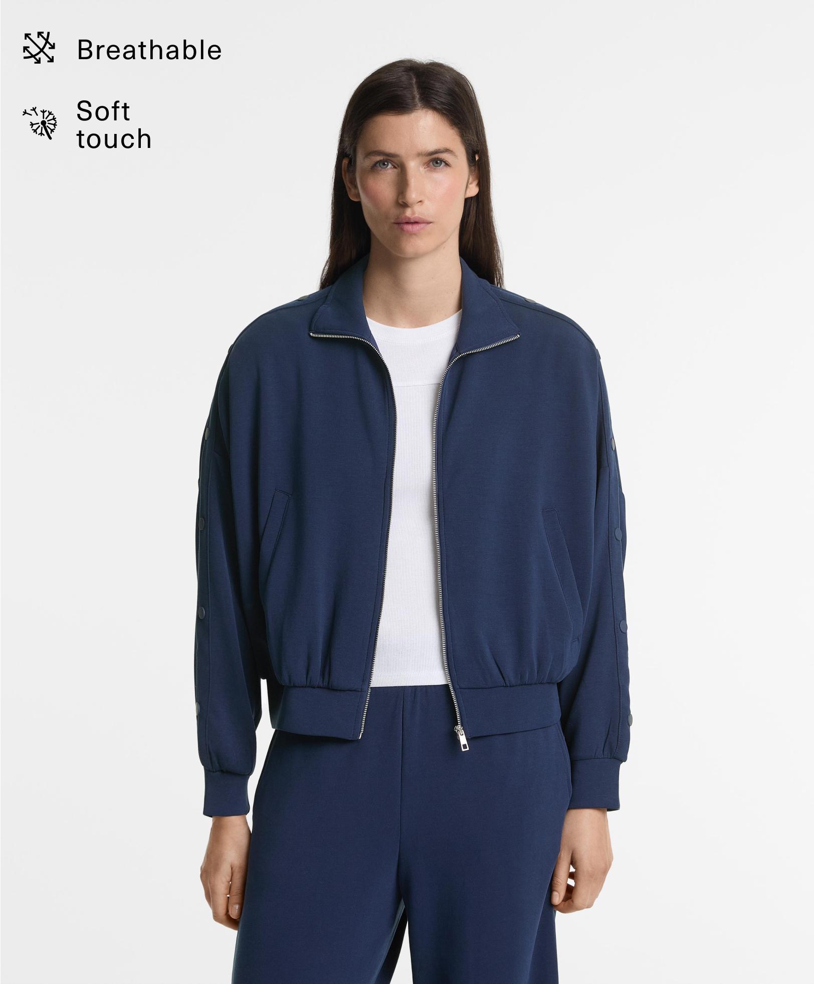 Soft-touch jacket with modal and button detail