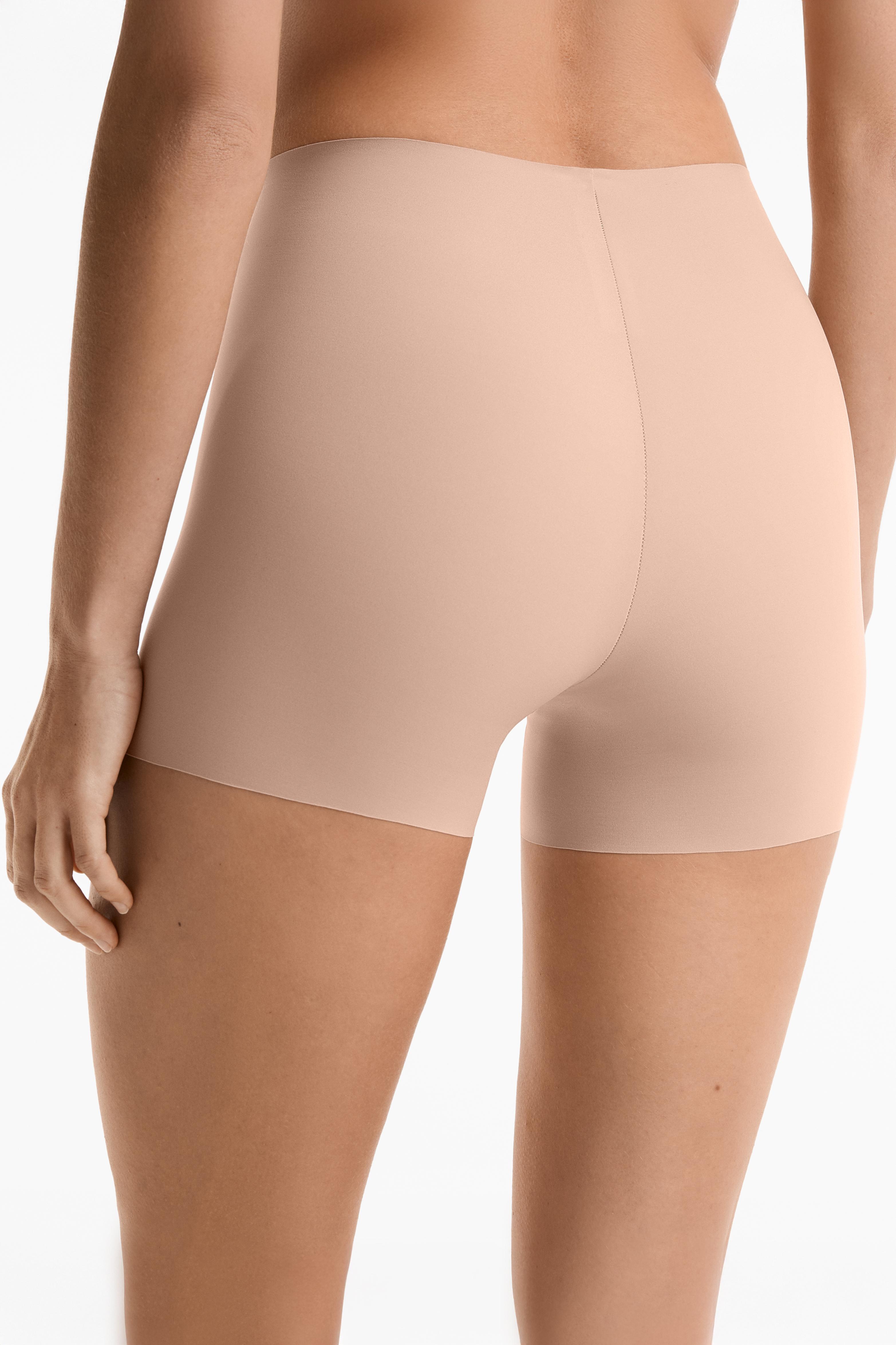 High-waisted invisible laser-cut hot pants — BEIGE