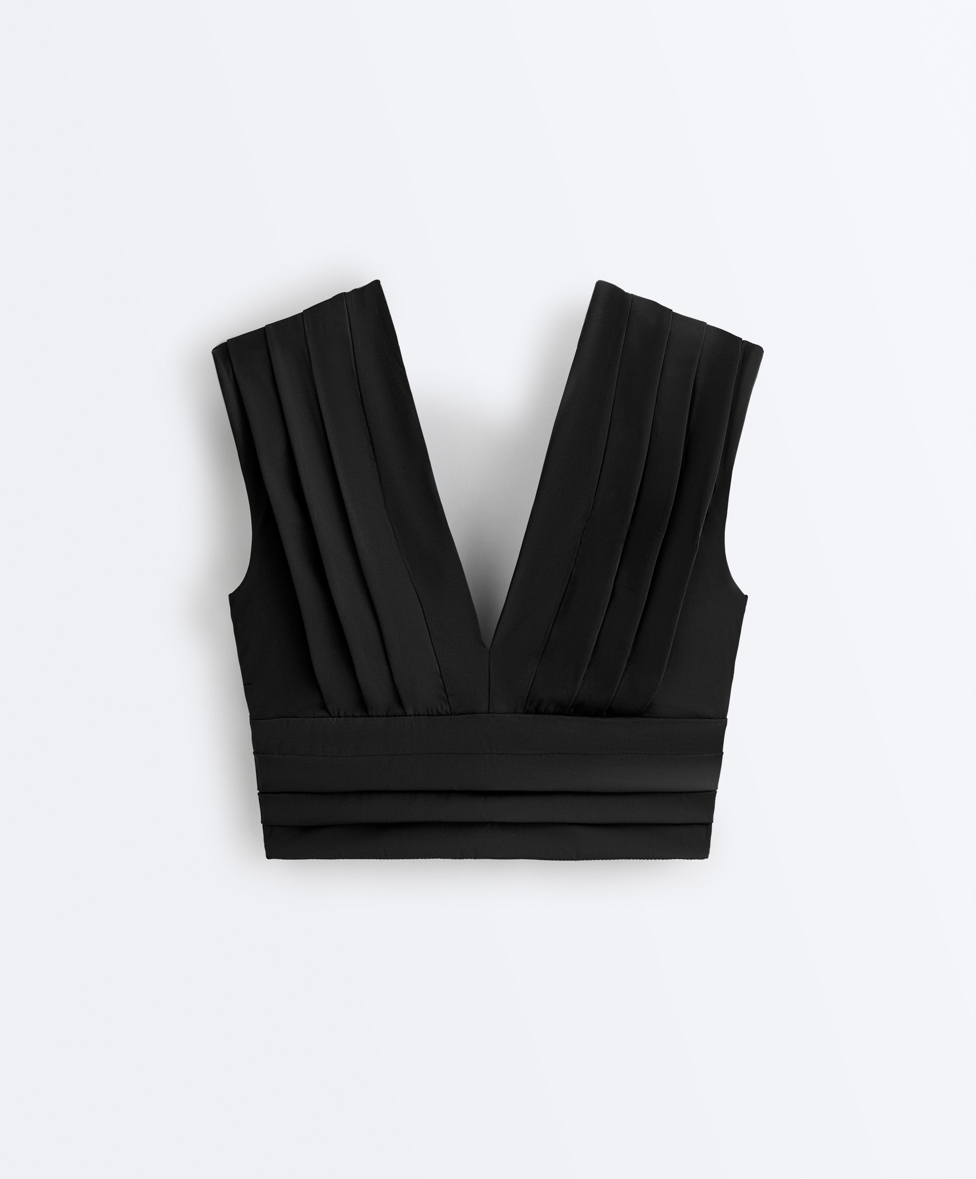 Light Touch pleated tank top — BLACK