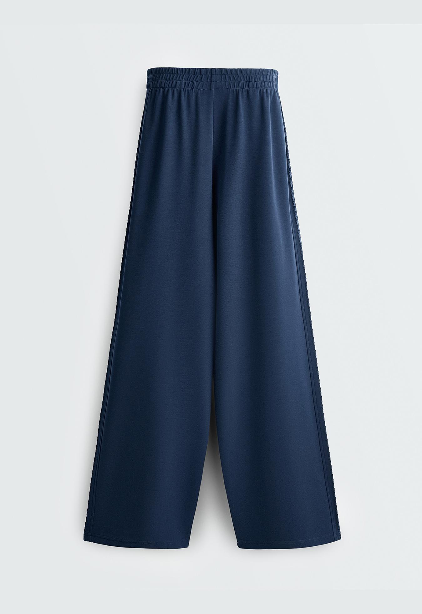 Straight-leg trousers with soft-touch modal — NAVY BLUE