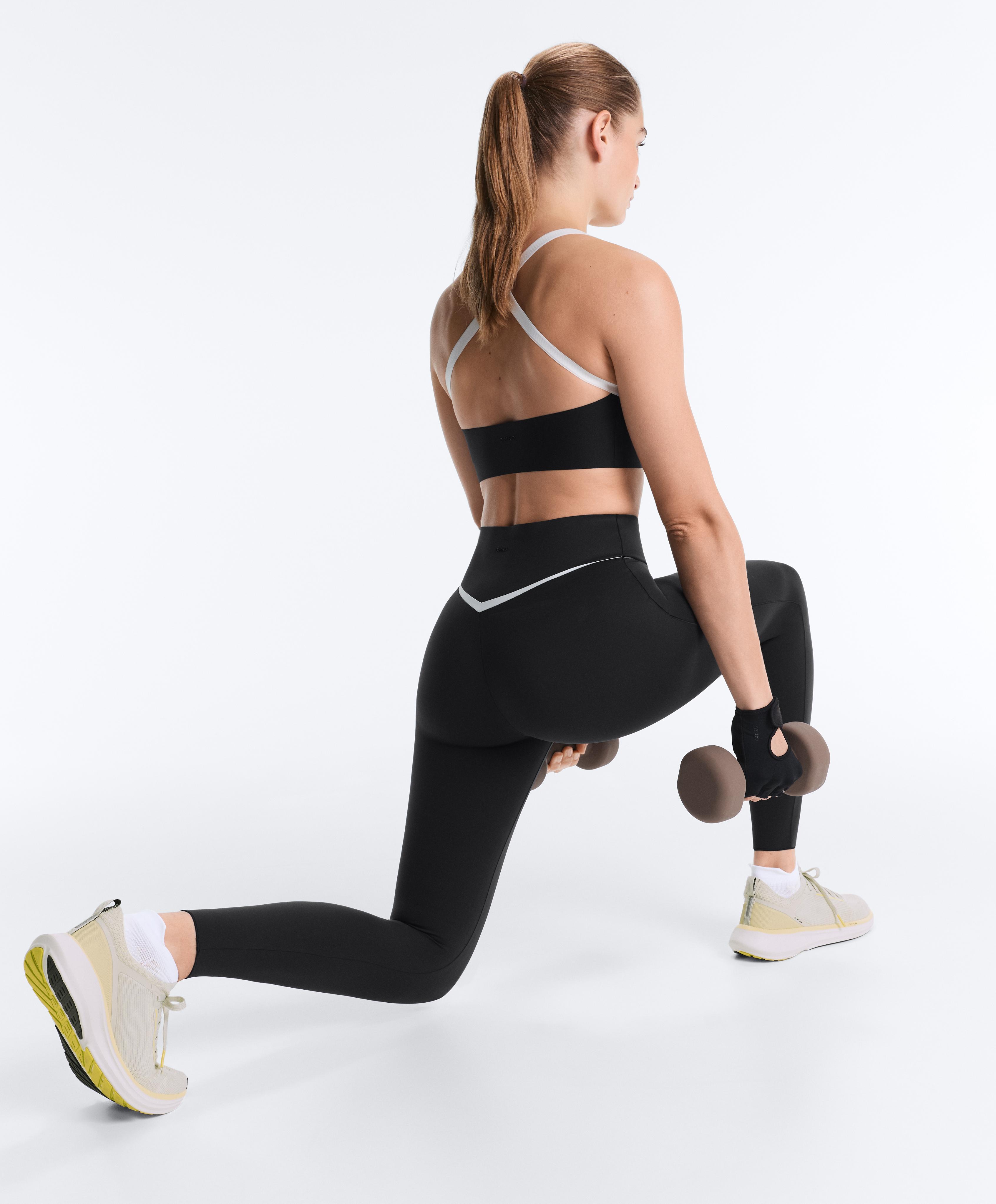 Perfect-adapt high rise ankle-length leggings with contrast detail — BLACK