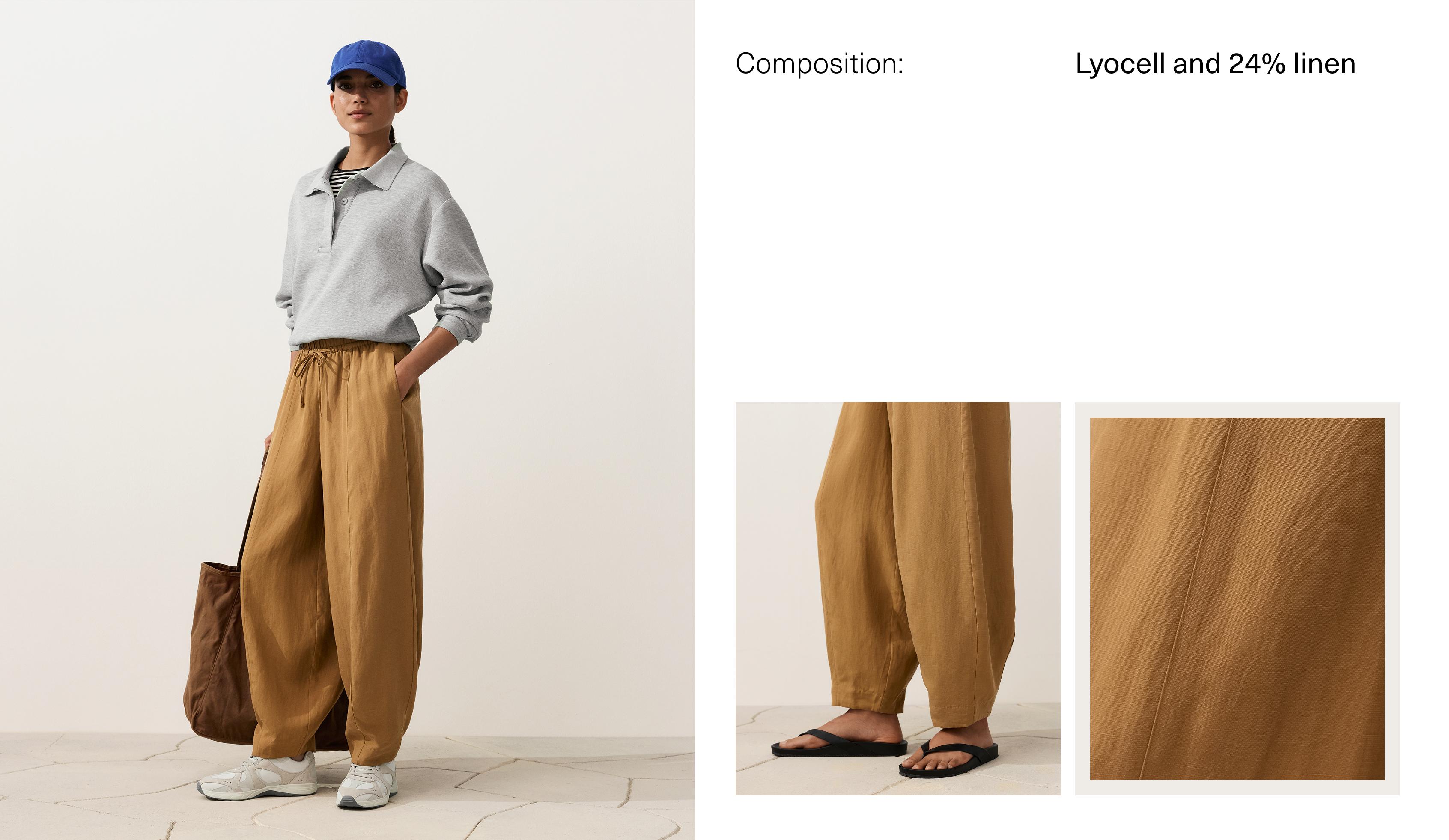 Balloon trousers lyocell blend and 24% linen with seams — COPPER