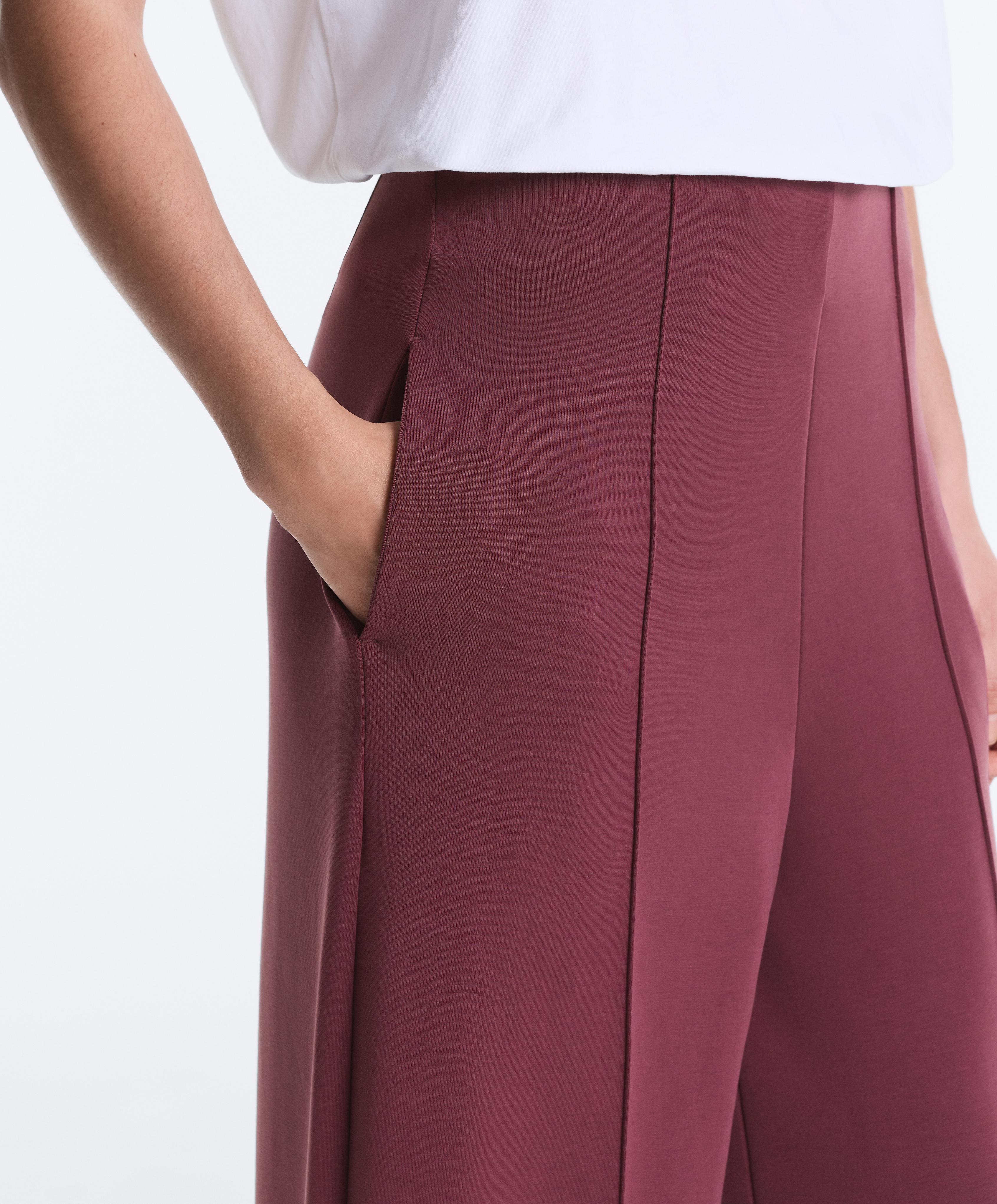 Straight-leg trousers with modal and crease — CHERRY