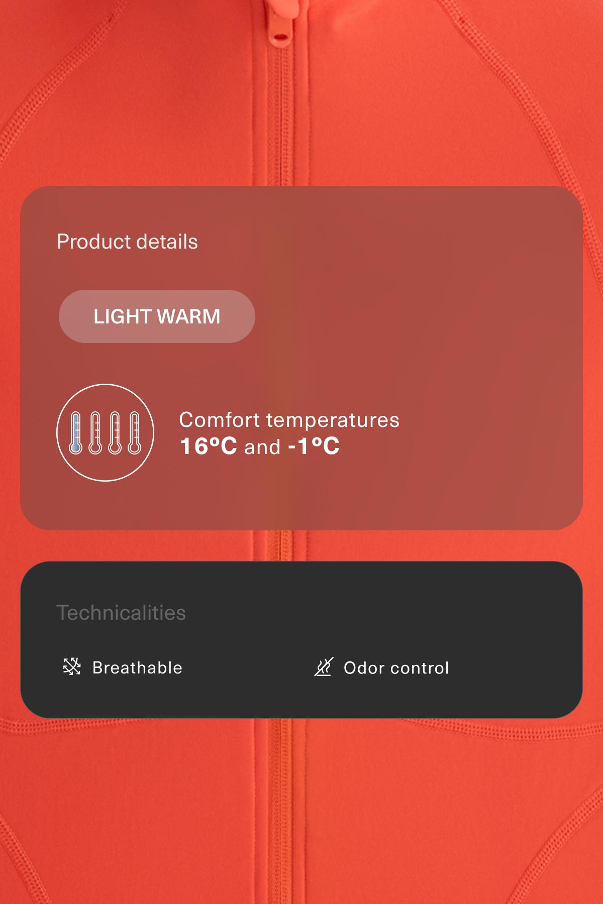 Light warm technical jacket with seams — BRIGHT ORANGE