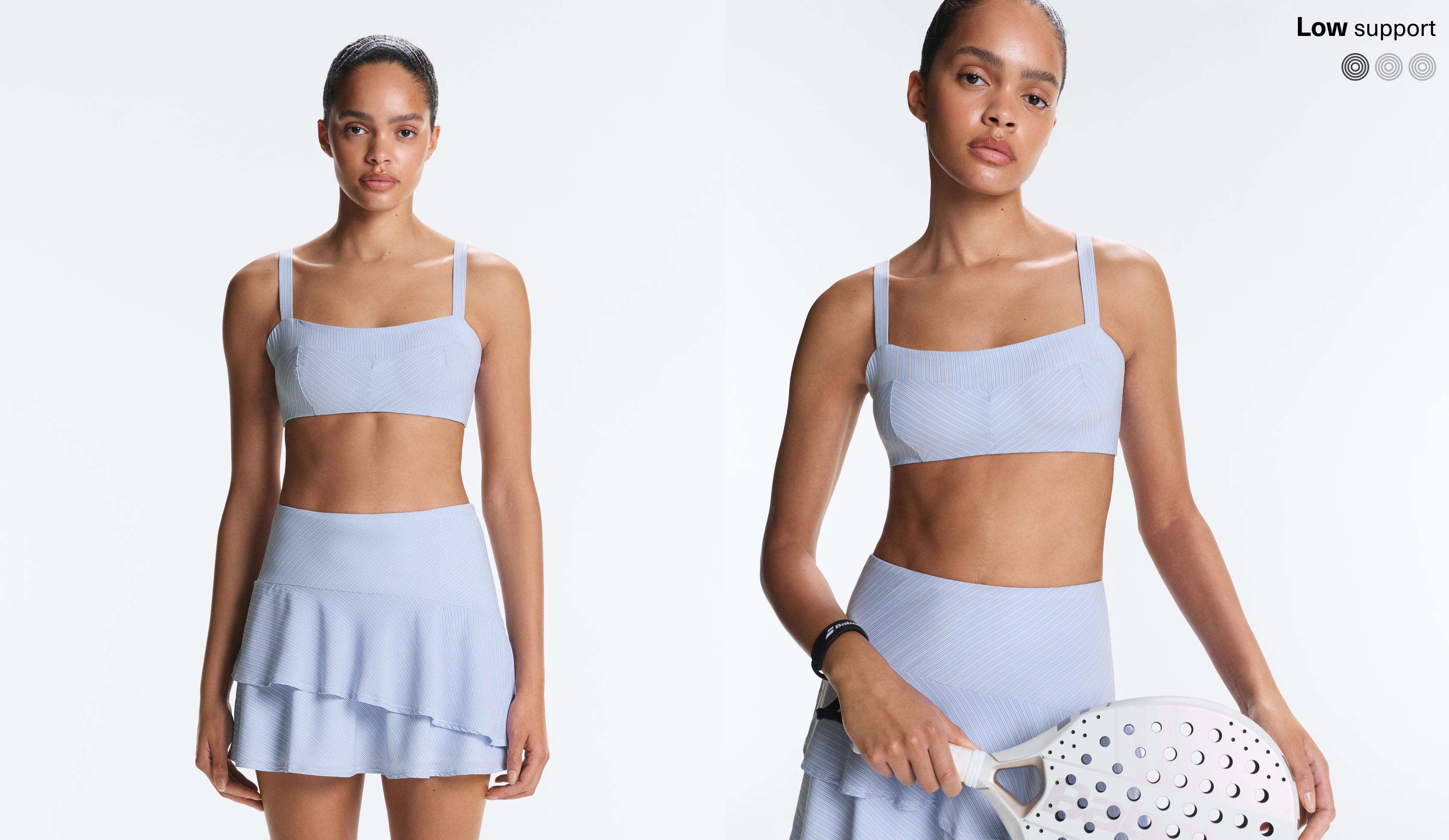 Medium-support striped straight sports bra — BLUE