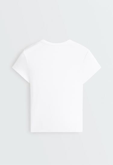 Fitted short-sleeved cotton blend rib T-shirt — WHITE  6