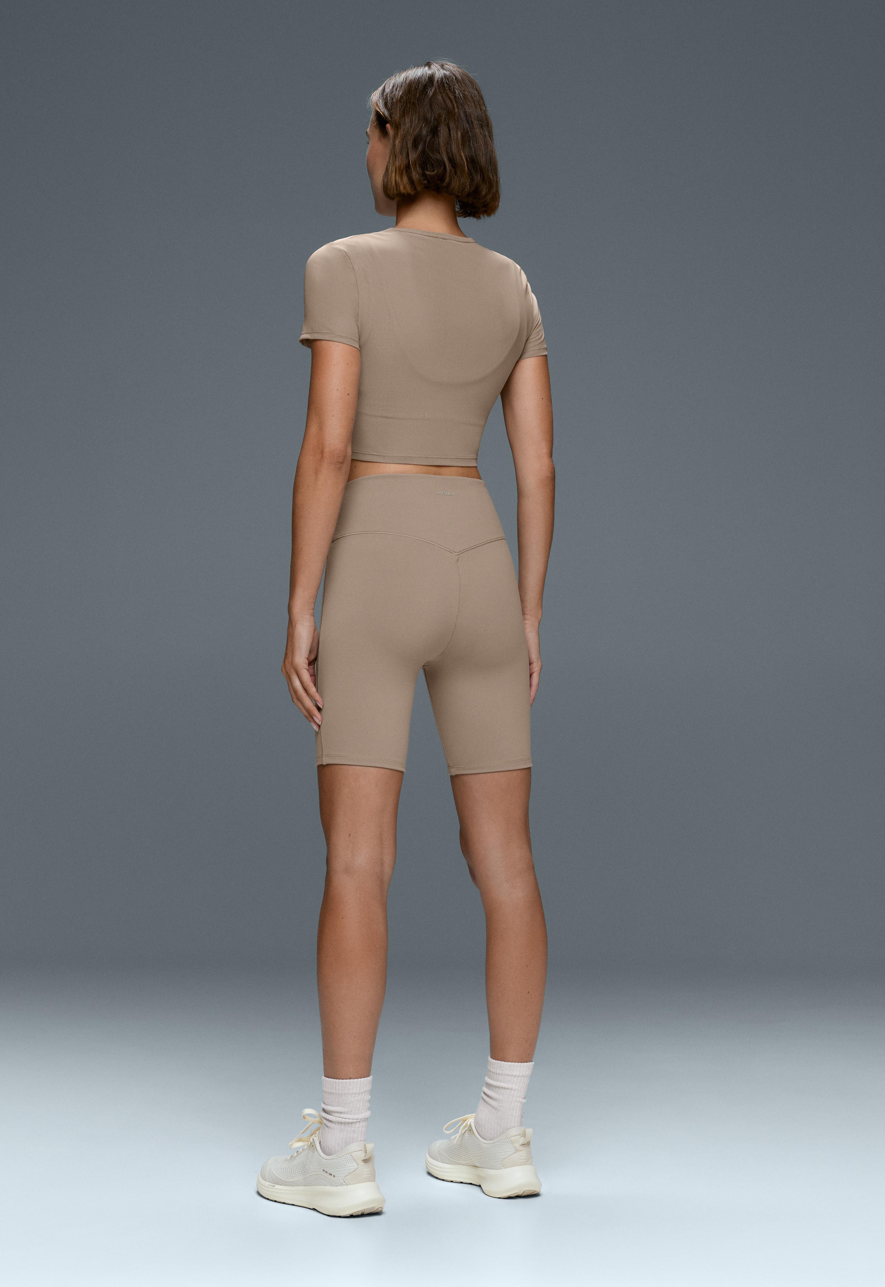 Evermove short-sleeved overlay tank top — PINK-BEIGE