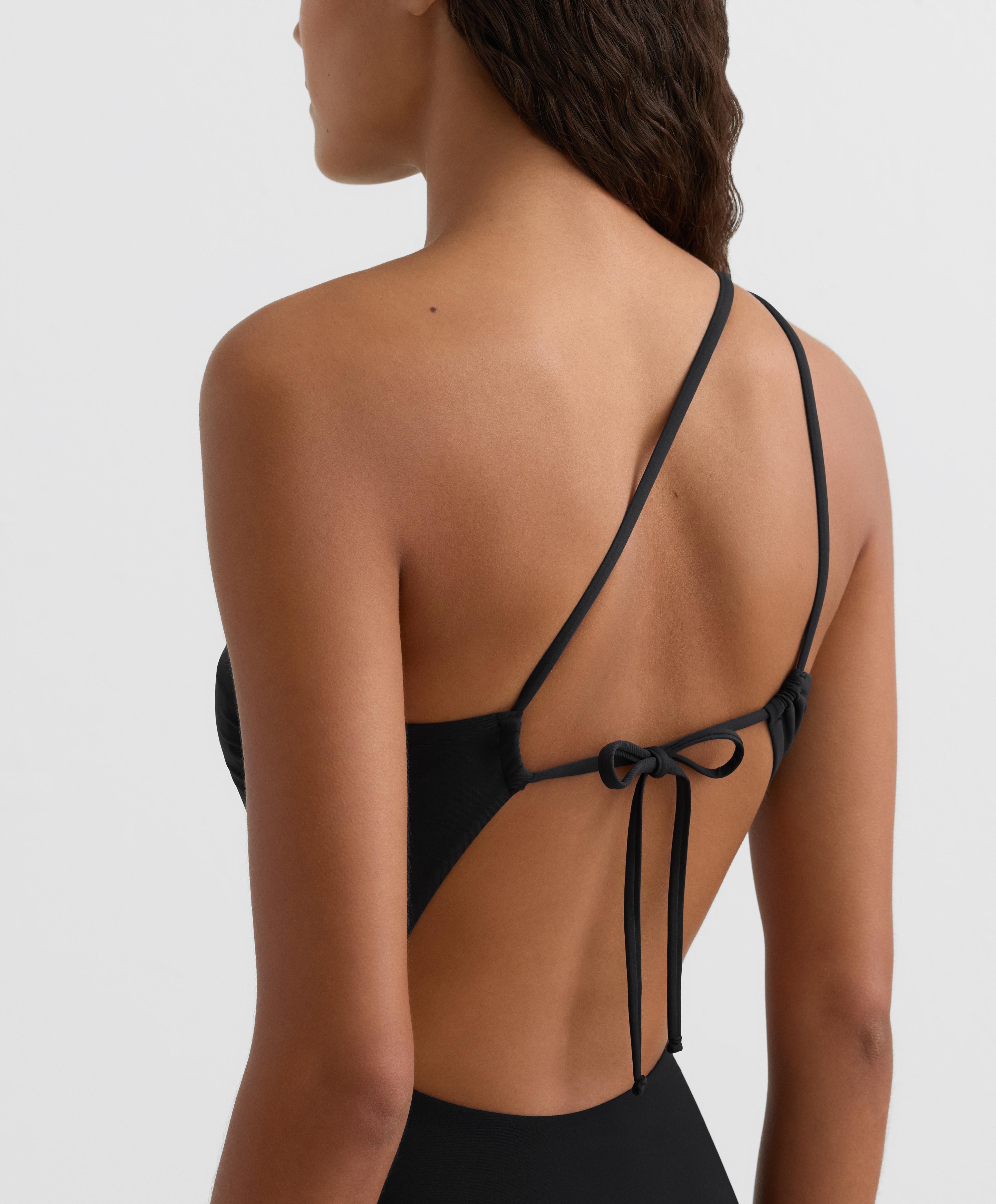 Tie-side asymmetric trikini — BLACK