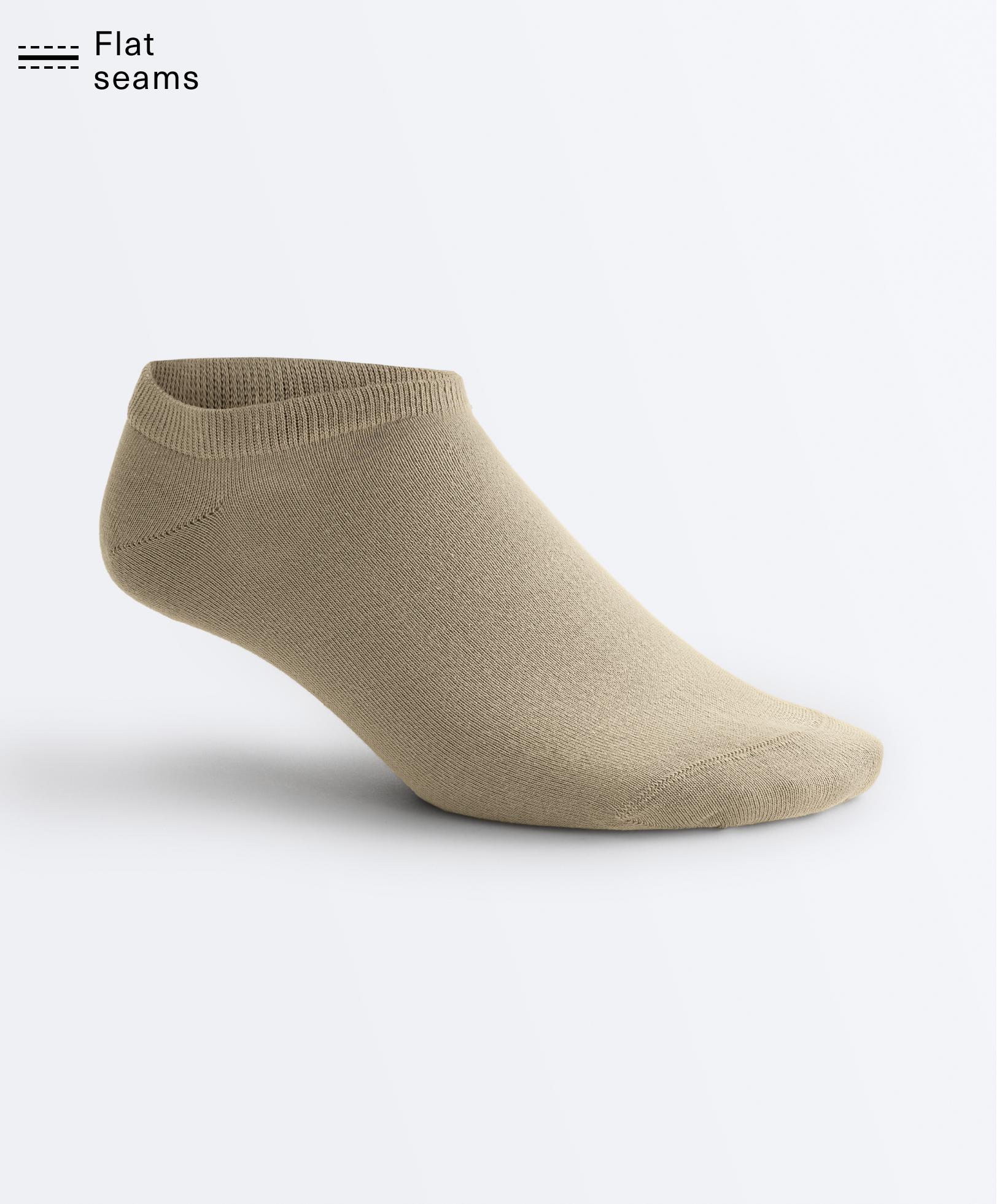 5 pairs of cotton blend sneaker socks — GREEN BEIGE
