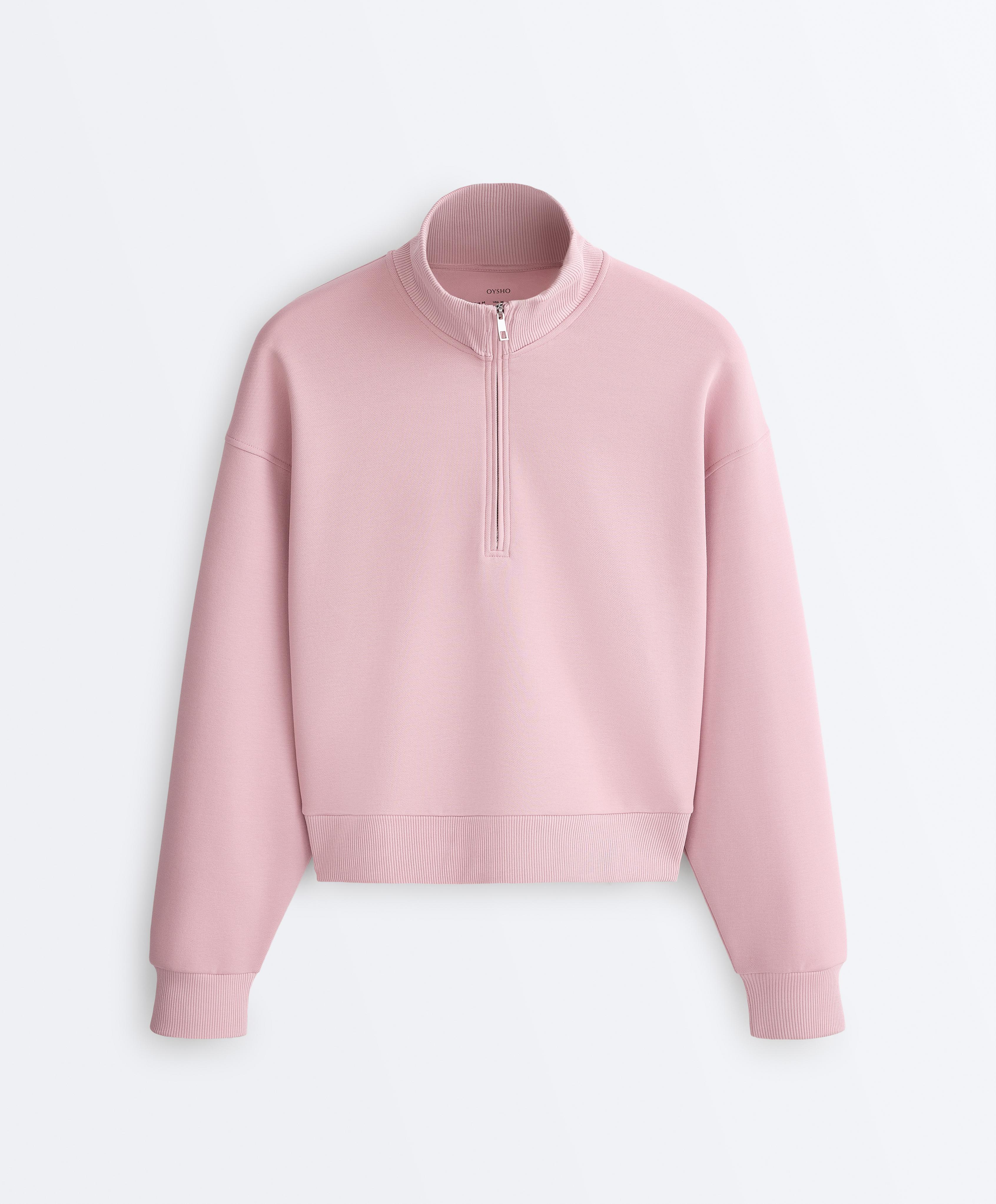 Pique high-neck zip sweatshirt with cotton Pique high-neck zip sweatshirt with cotton