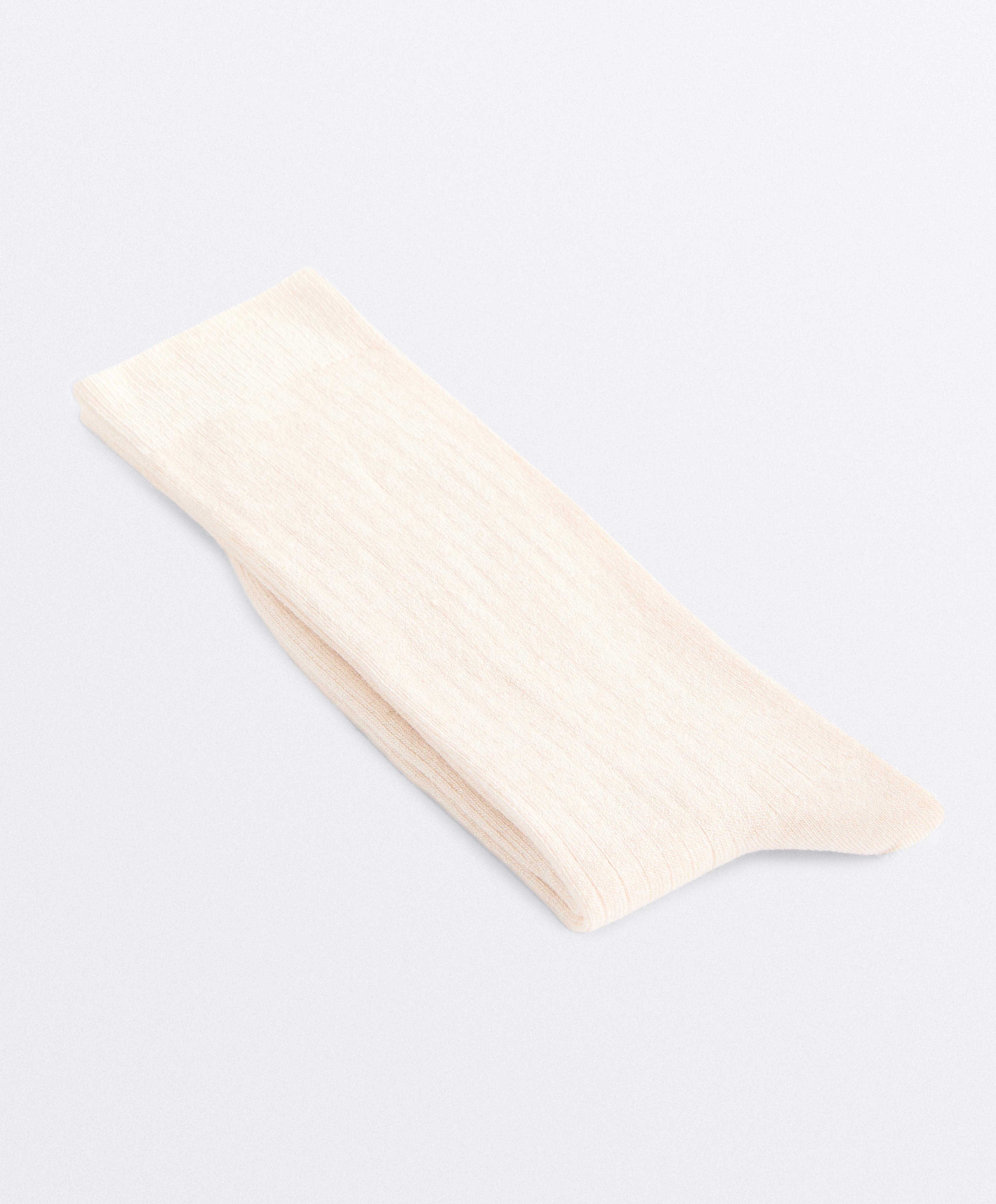 Modal blend classic socks with 13% cashmere — ECRU