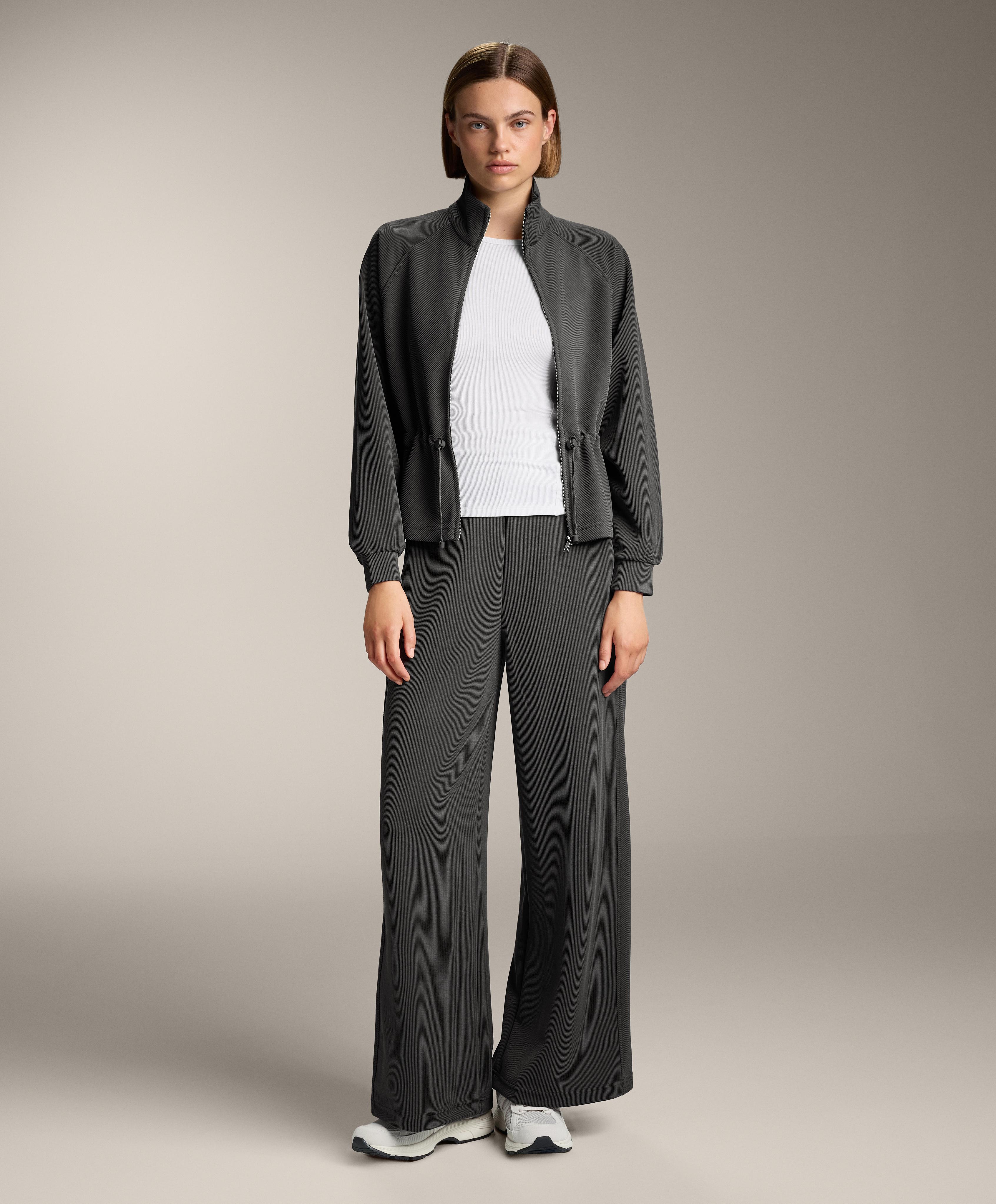 High-waist wide-leg rib trousers with 29% modal - Sale High-waist wide-leg rib trousers with 29% modal - Sale