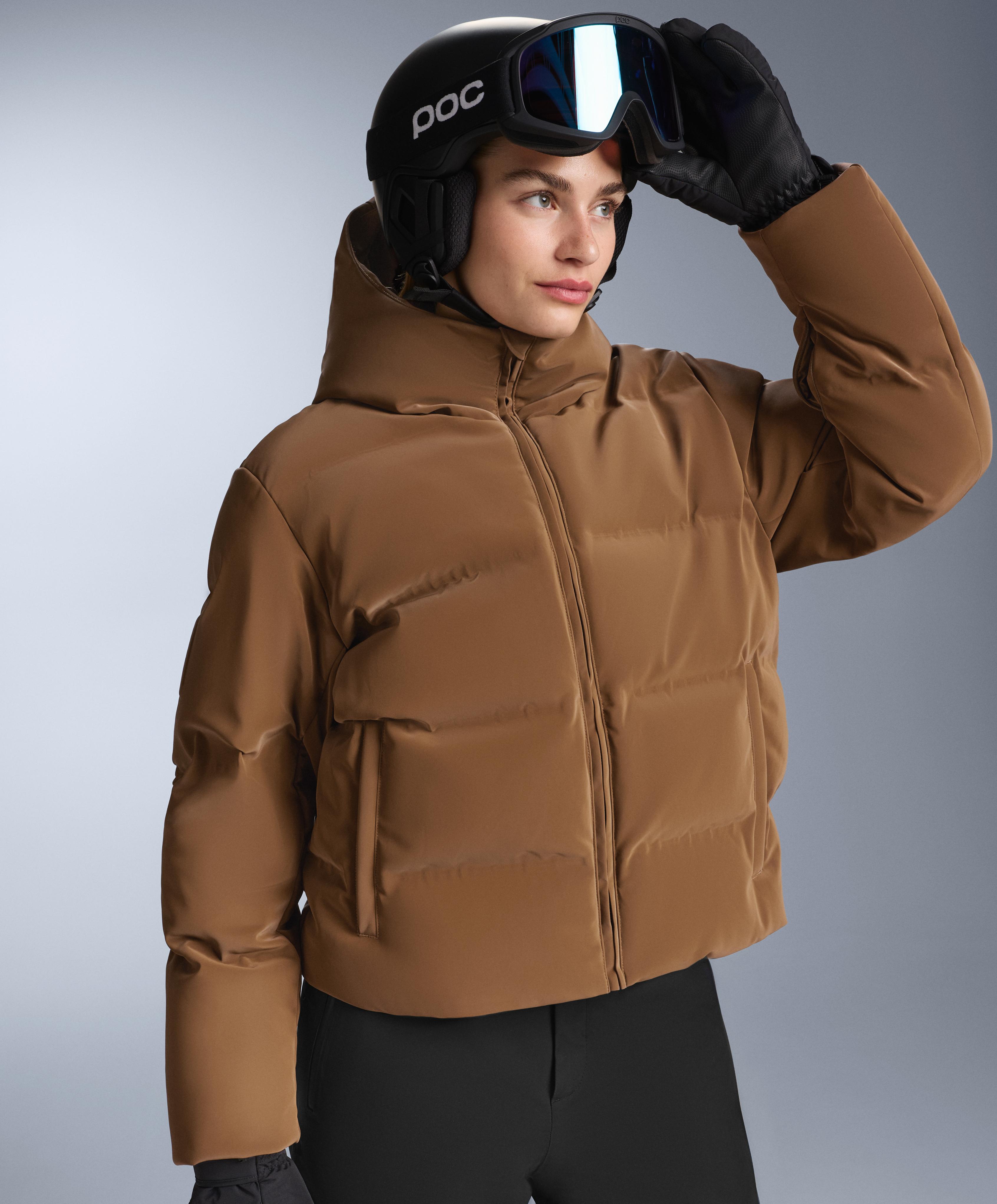 Satin padded jacket 80% down and 20% feather MINARDI PIUME SKI water-resistant — HONEY
