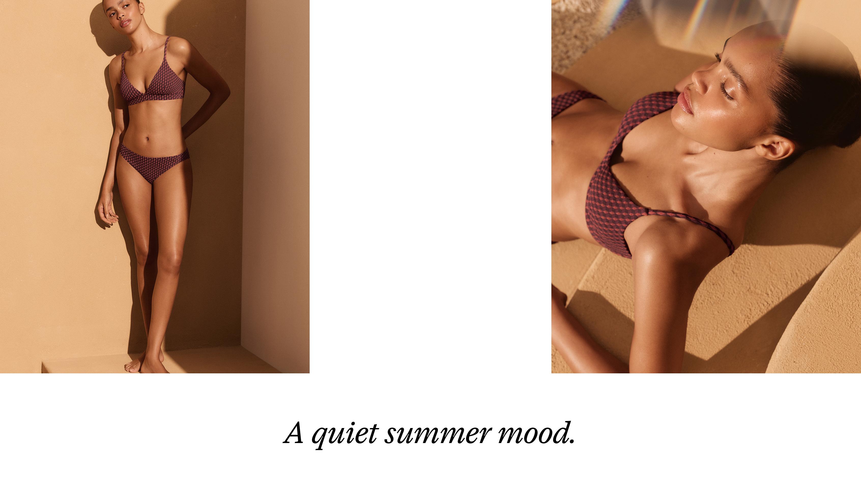 Geometric jacquard triangle bikini top — CHERRY