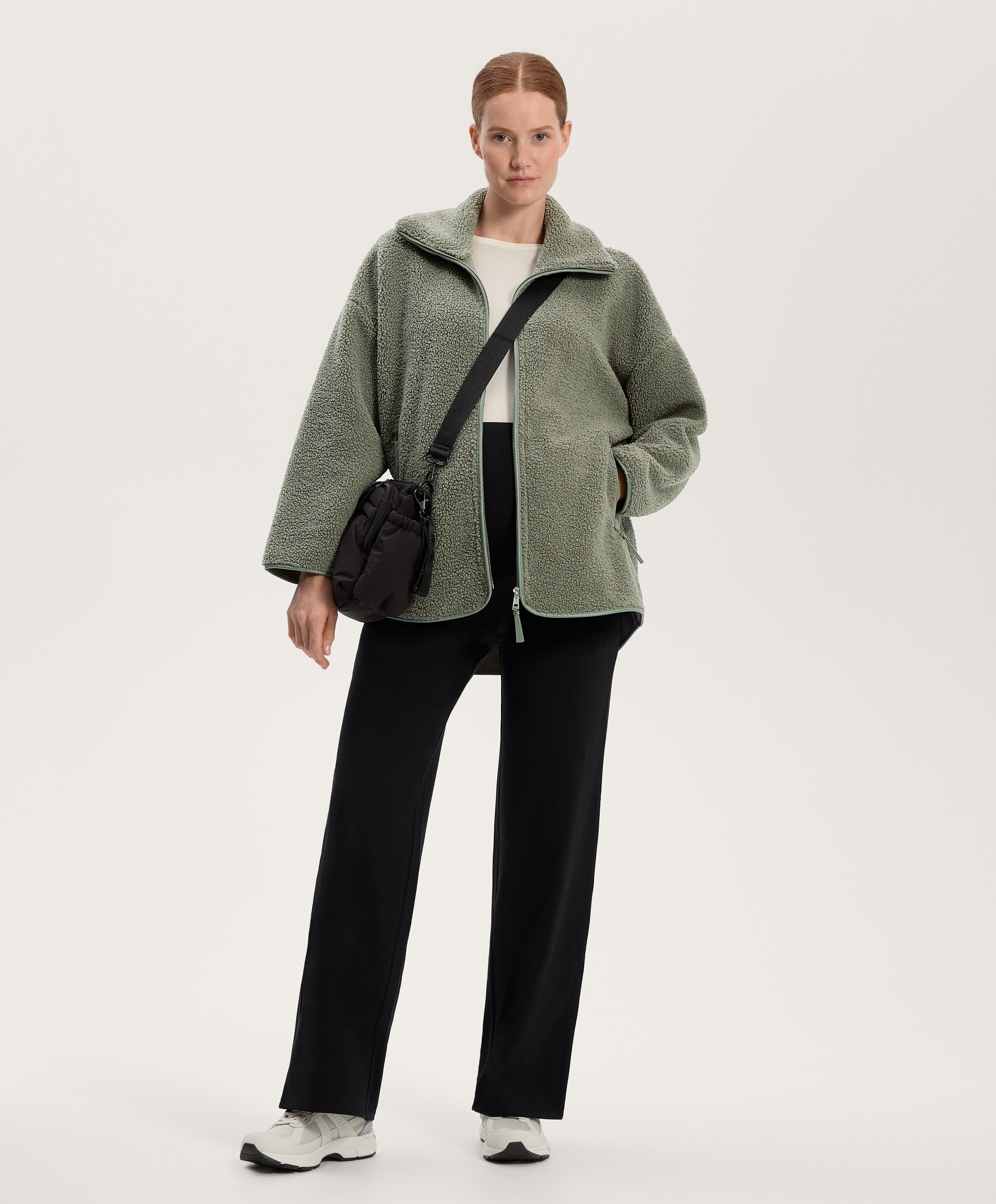 Straight-leg warm maternity trousers — BLACK