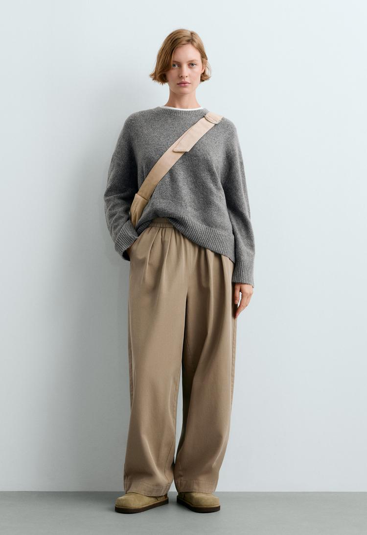 Knit round-neck jumper — MOTTLED GREY MELANGE