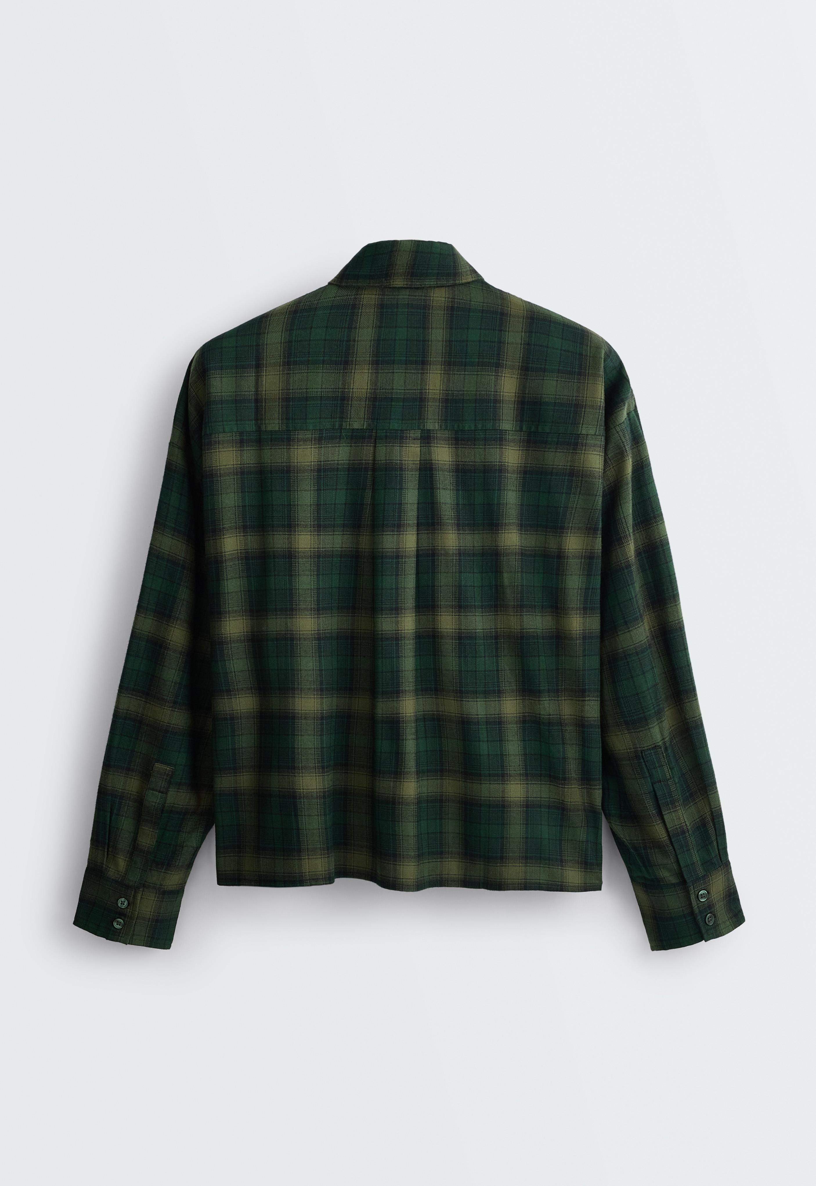 Checked cotton cropped shirt — EMERALD GREEN
