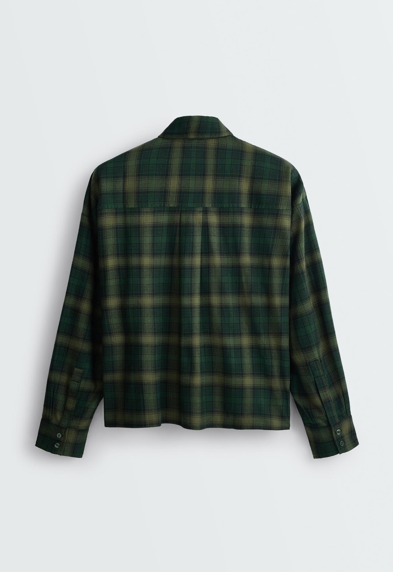 Checked cotton cropped shirt — EMERALD GREEN