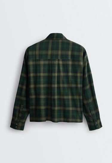 Checked cotton cropped shirt — EMERALD GREEN 7