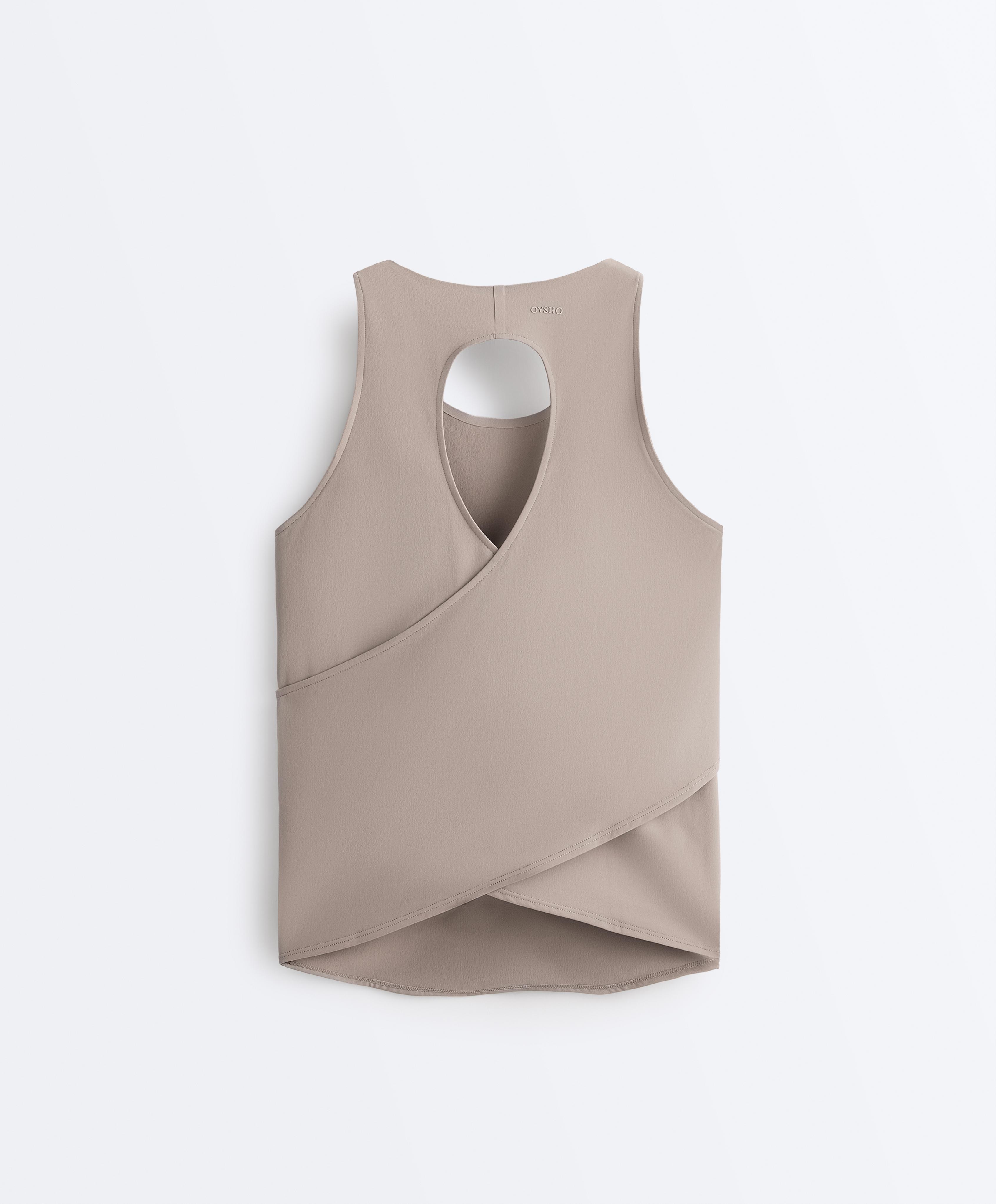 Comfortlux cross-back T-shirt — PALE TAUPE