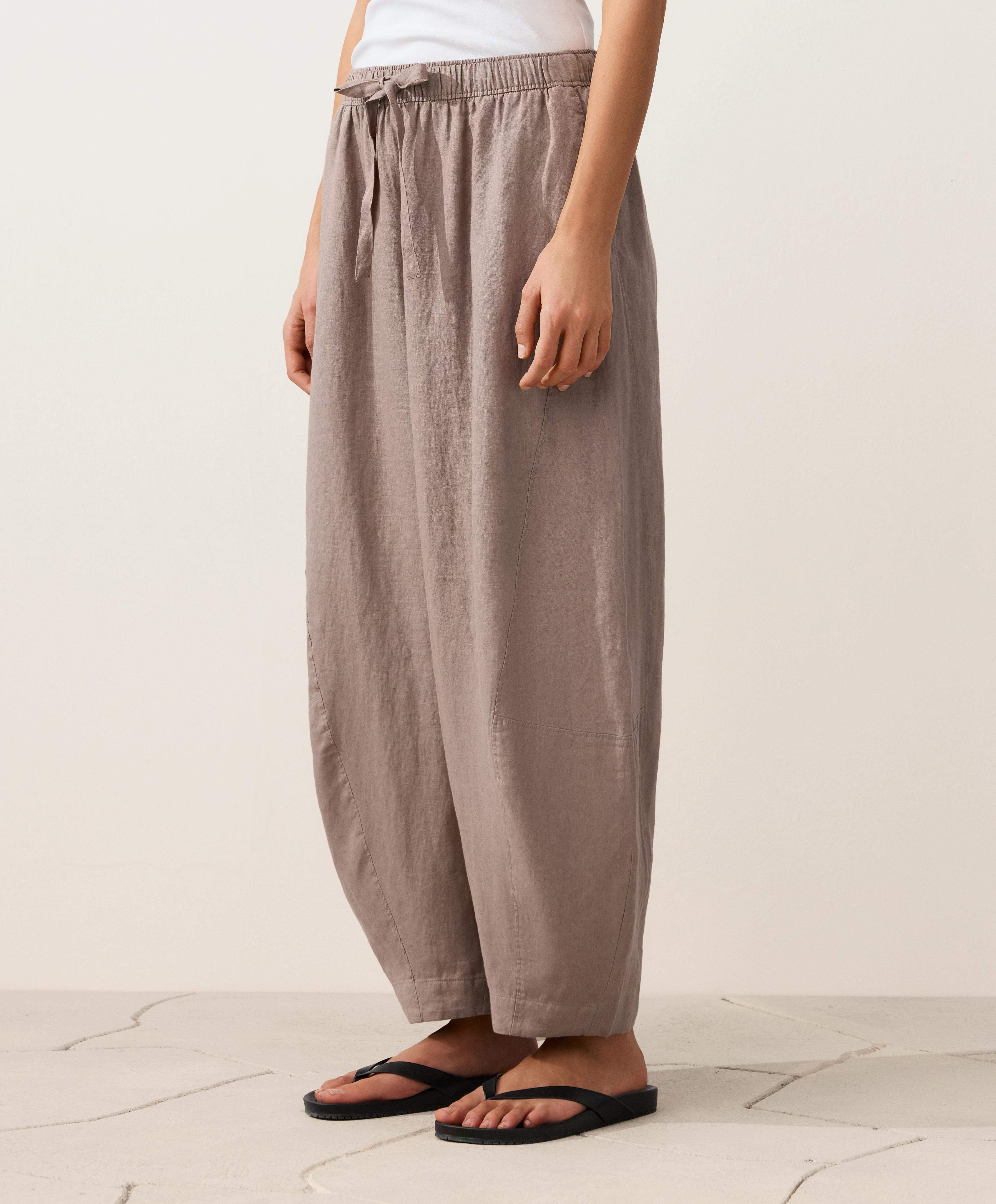 100% linen balloon trousers — TAUPE-GREY