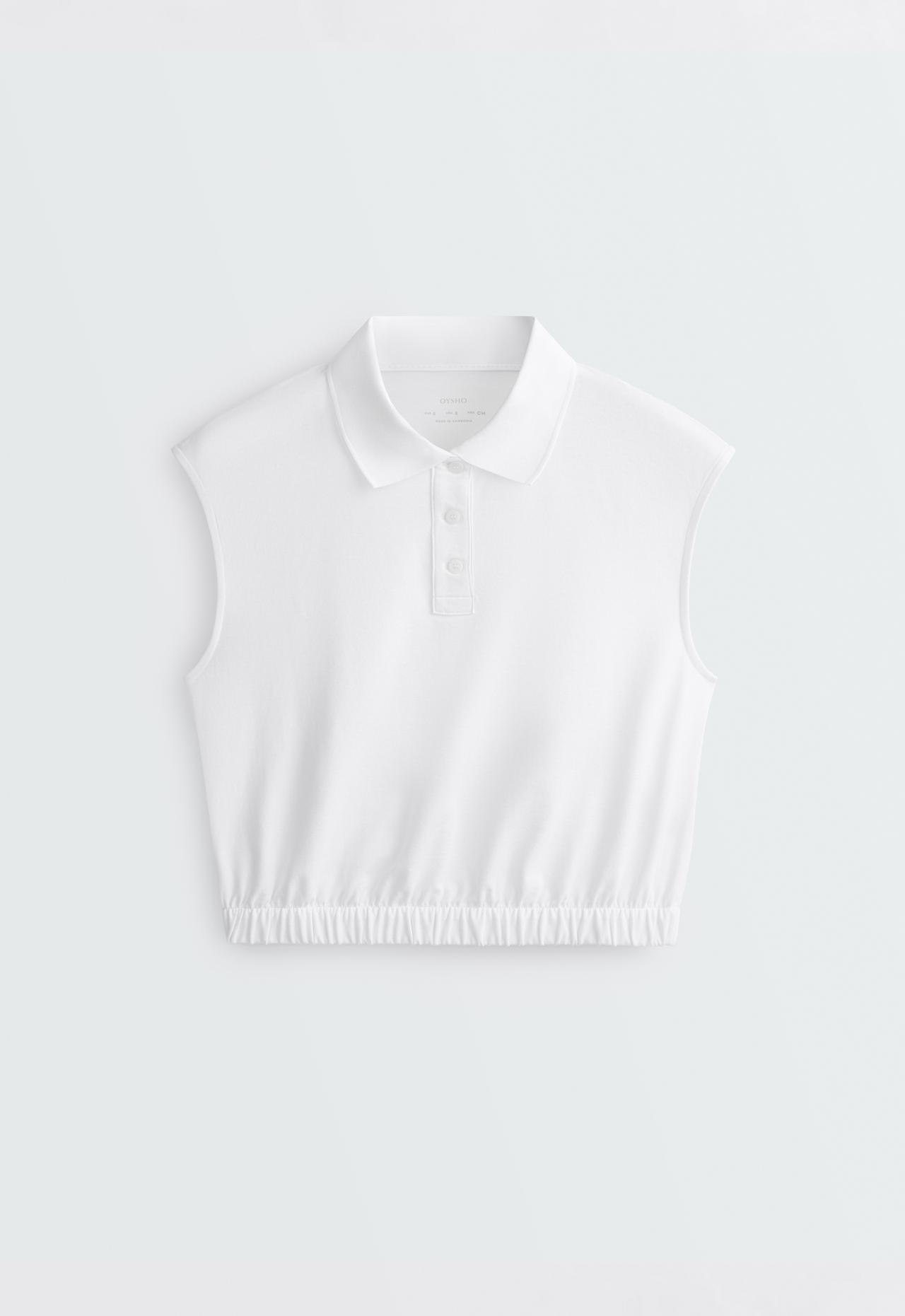 Sleeveless piqué cotton polo shirt — WHITE
