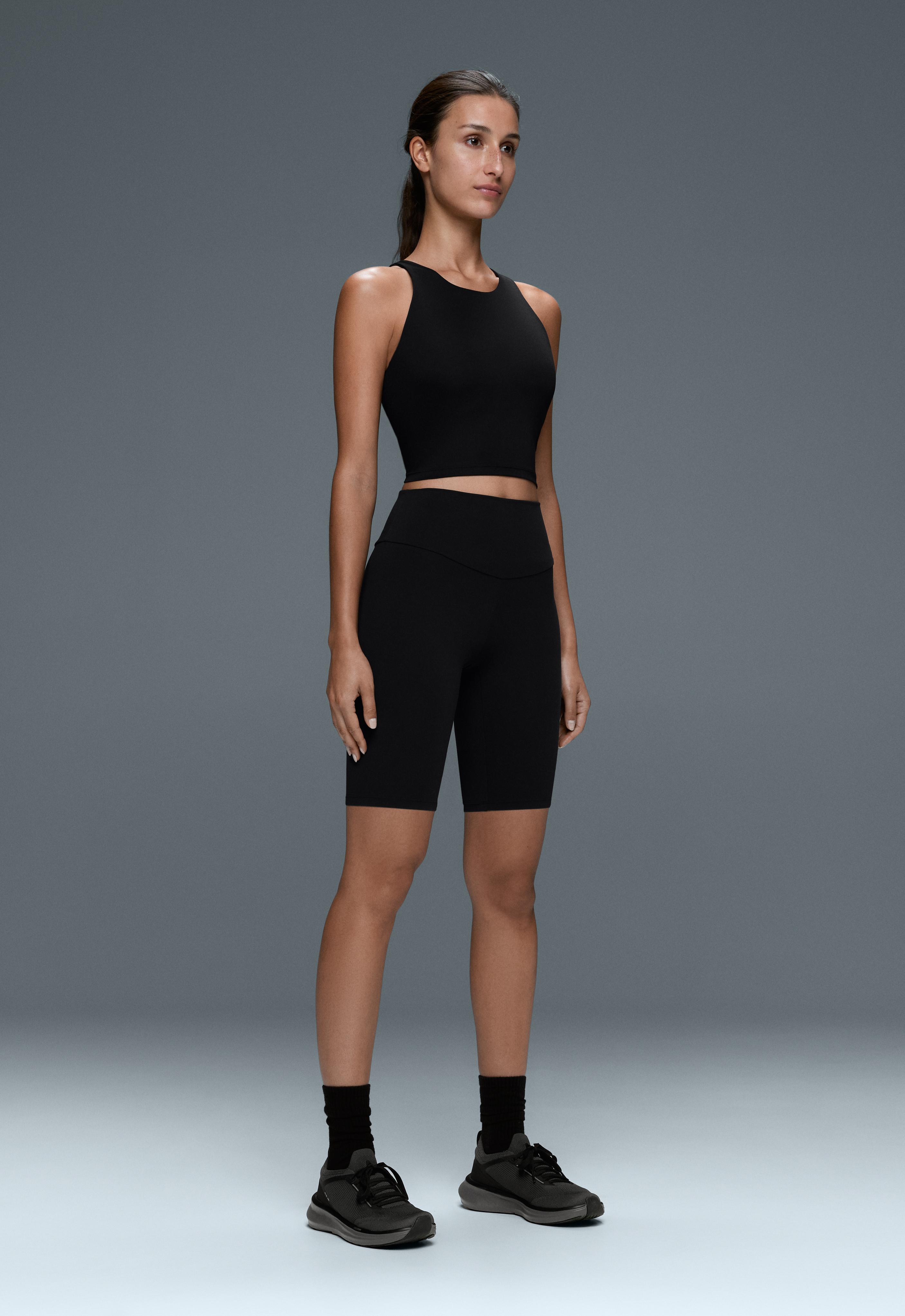 Comfortlux high-waisted 25cm biker leggings — BLACK