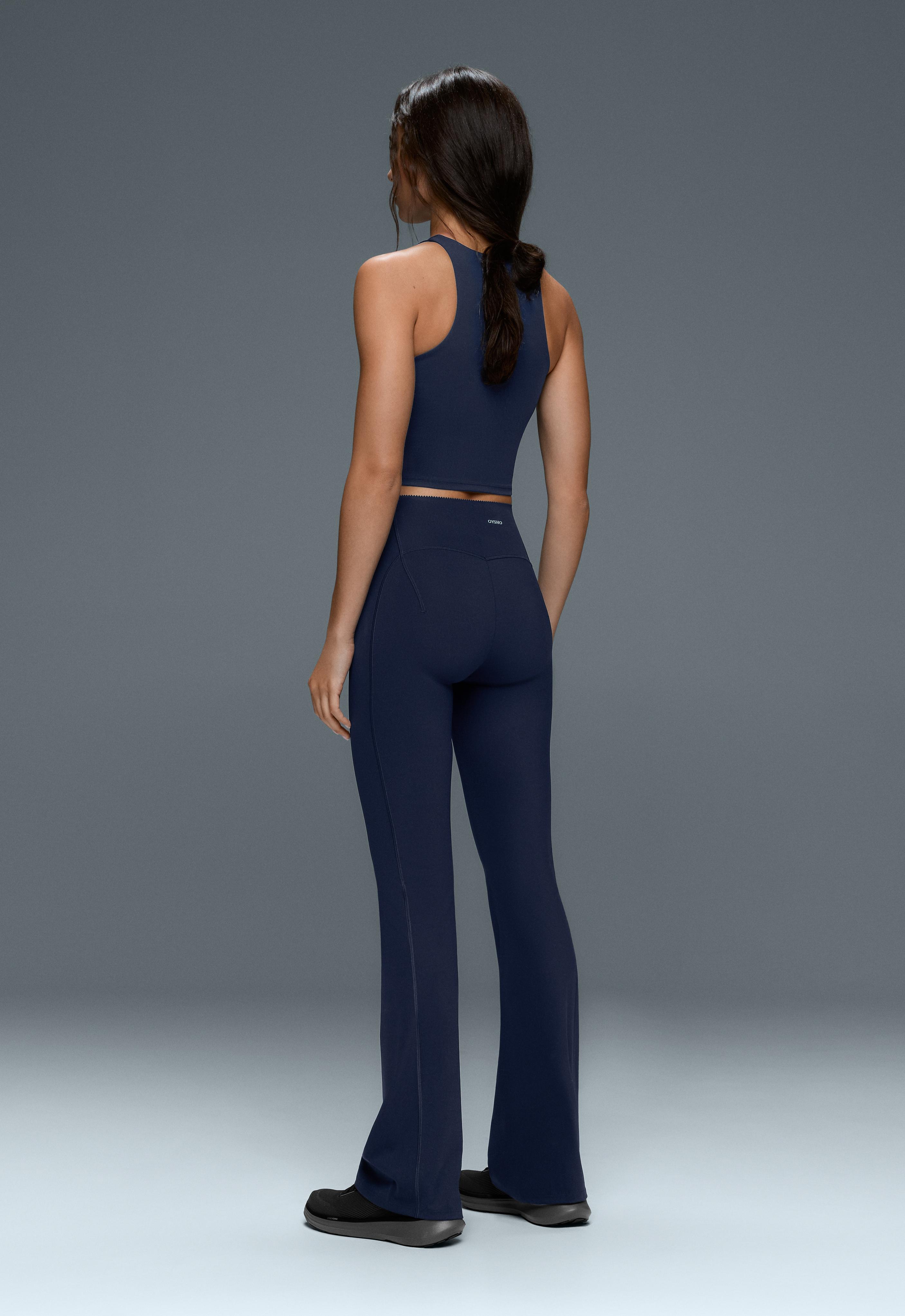 High-rise Compressive Raise Up flare trousers — NAVY BLUE