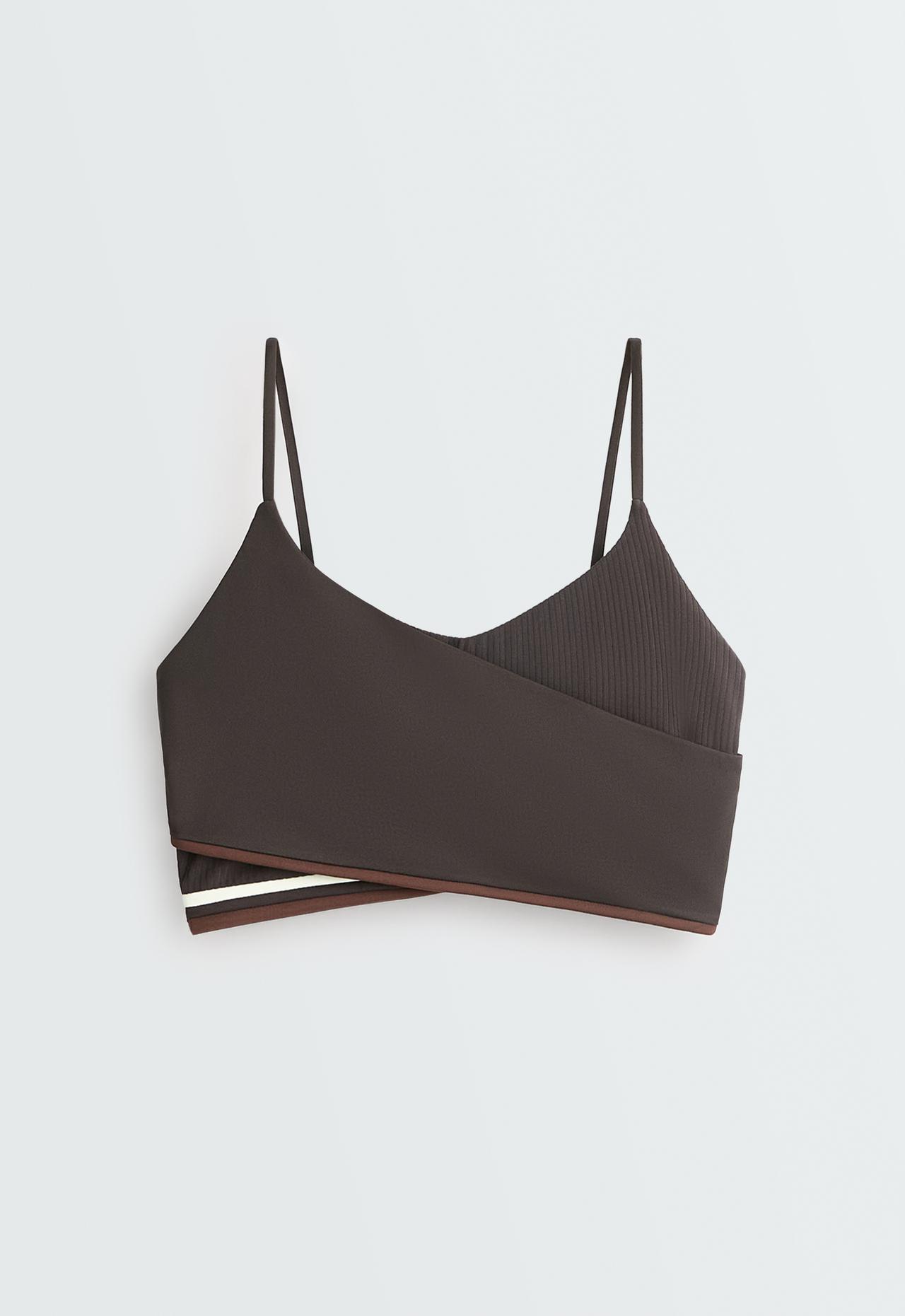 Medium support Comfortlux crossover Rib sports bra — DARK GREY