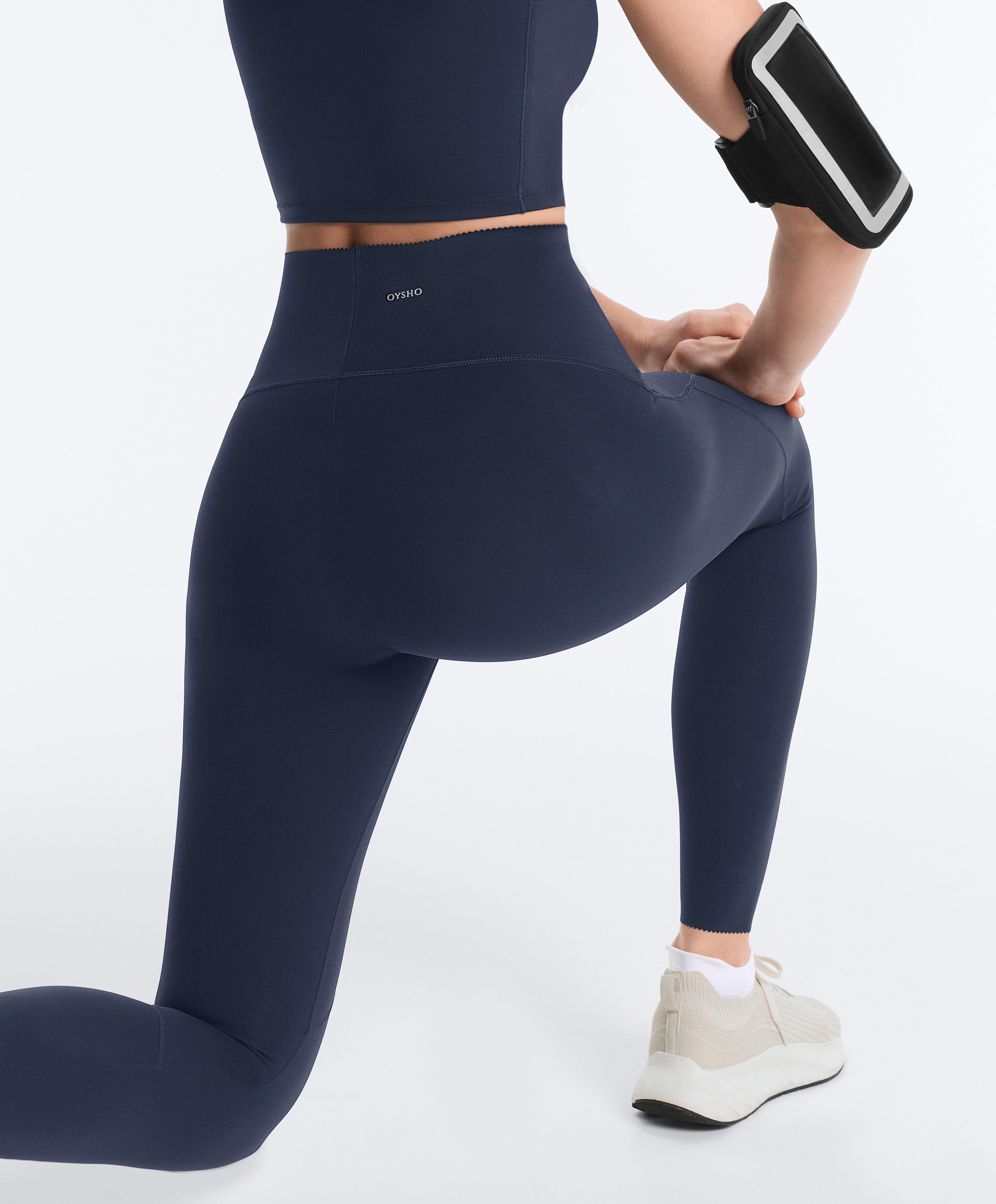 Basic compressive high-waisted ankle-length leggings — NAVY BLUE