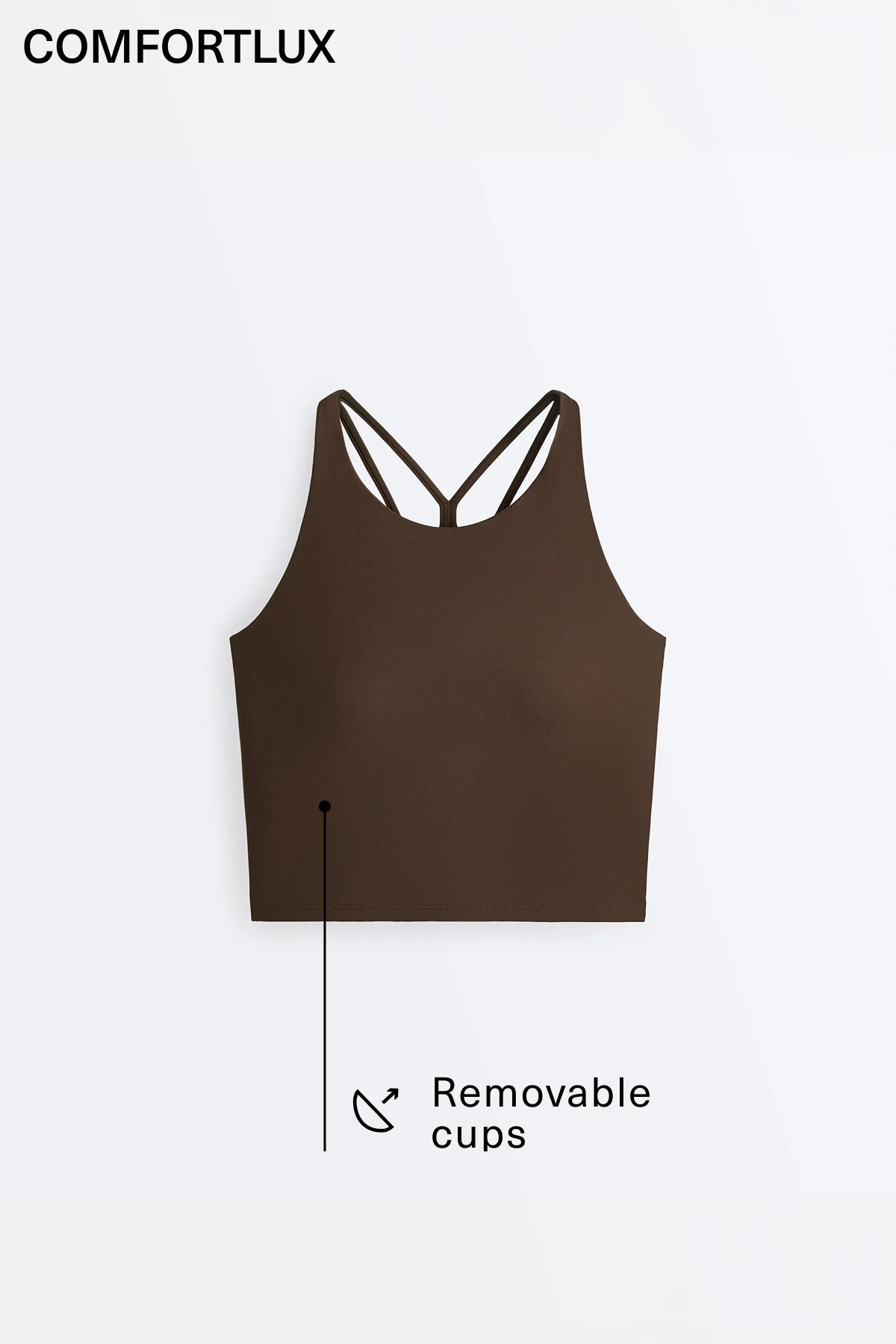 Comfortlux strappy tank top with cups — BROWN