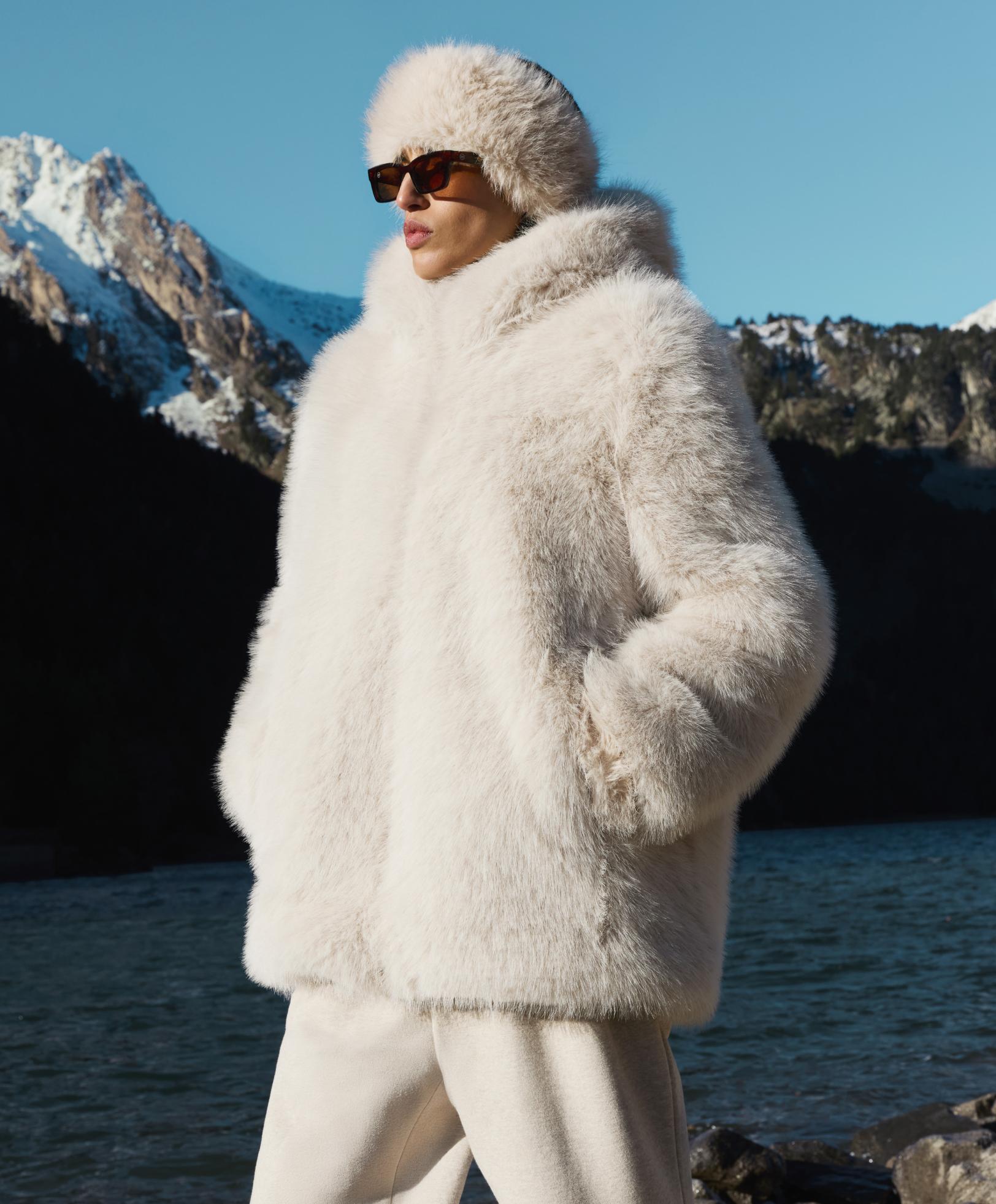 Faux fur hooded jacket Faux fur hooded jacket