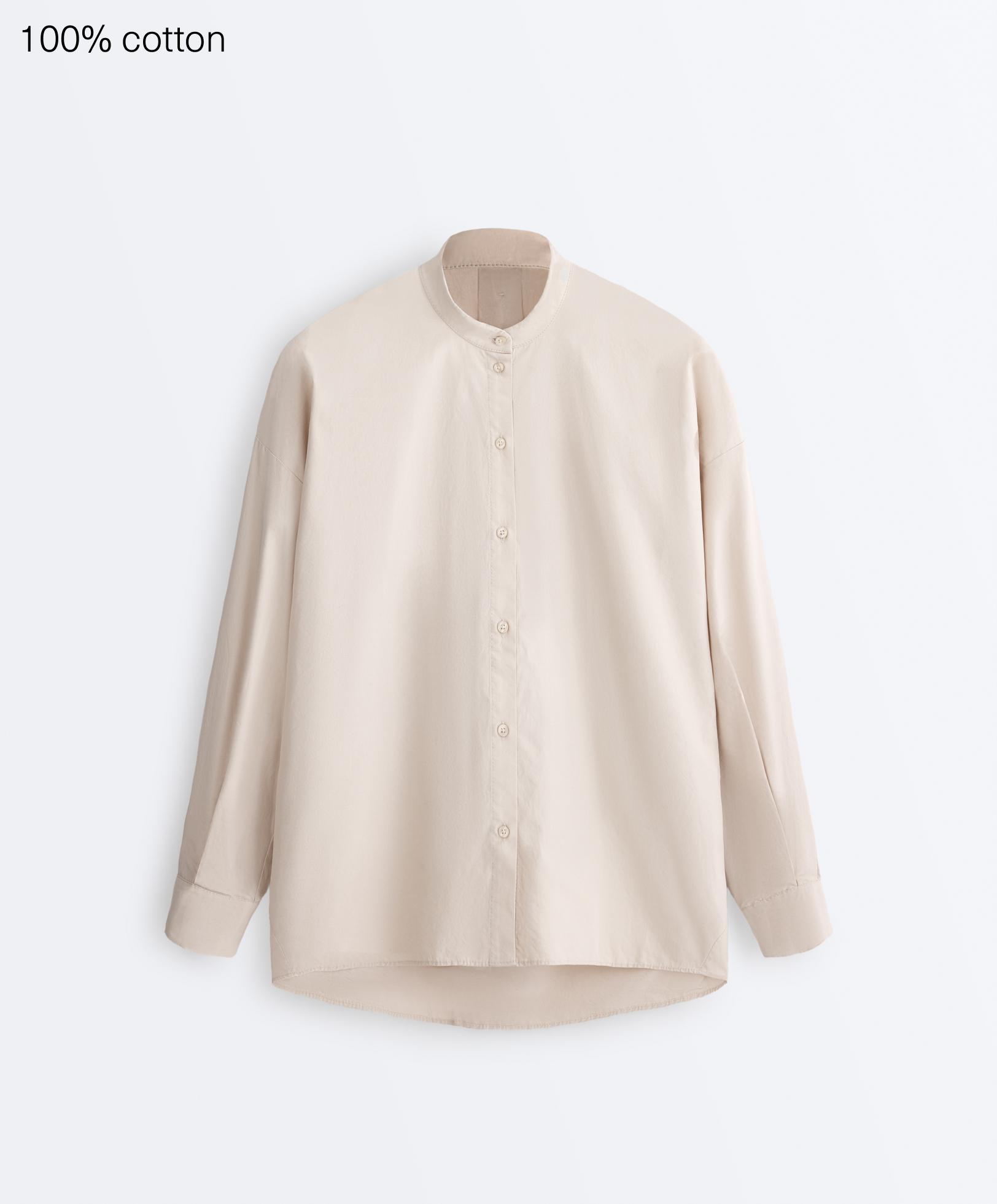 100% cotton stand-up collar shirt