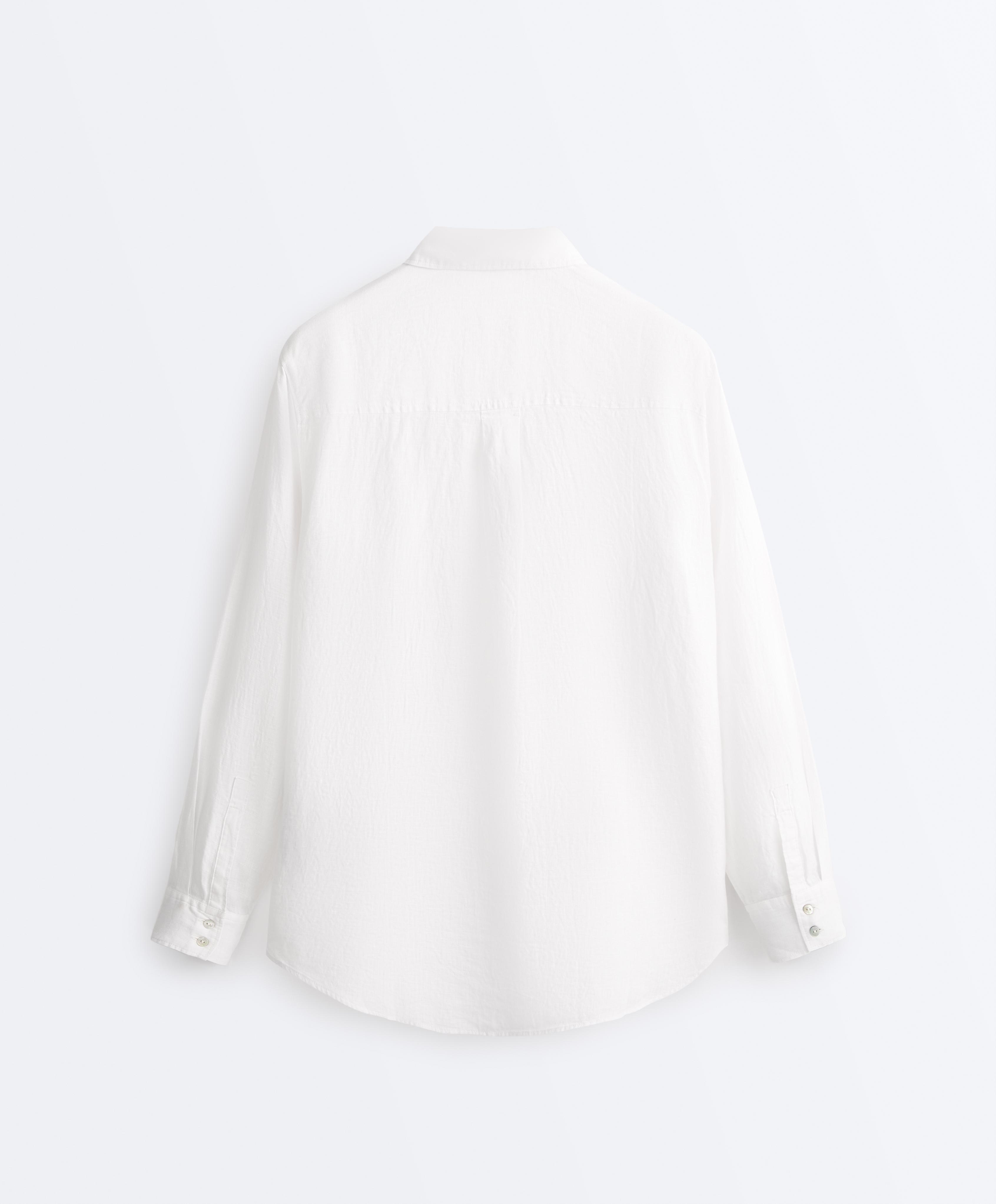 100% linen relaxed shirt — WHITE