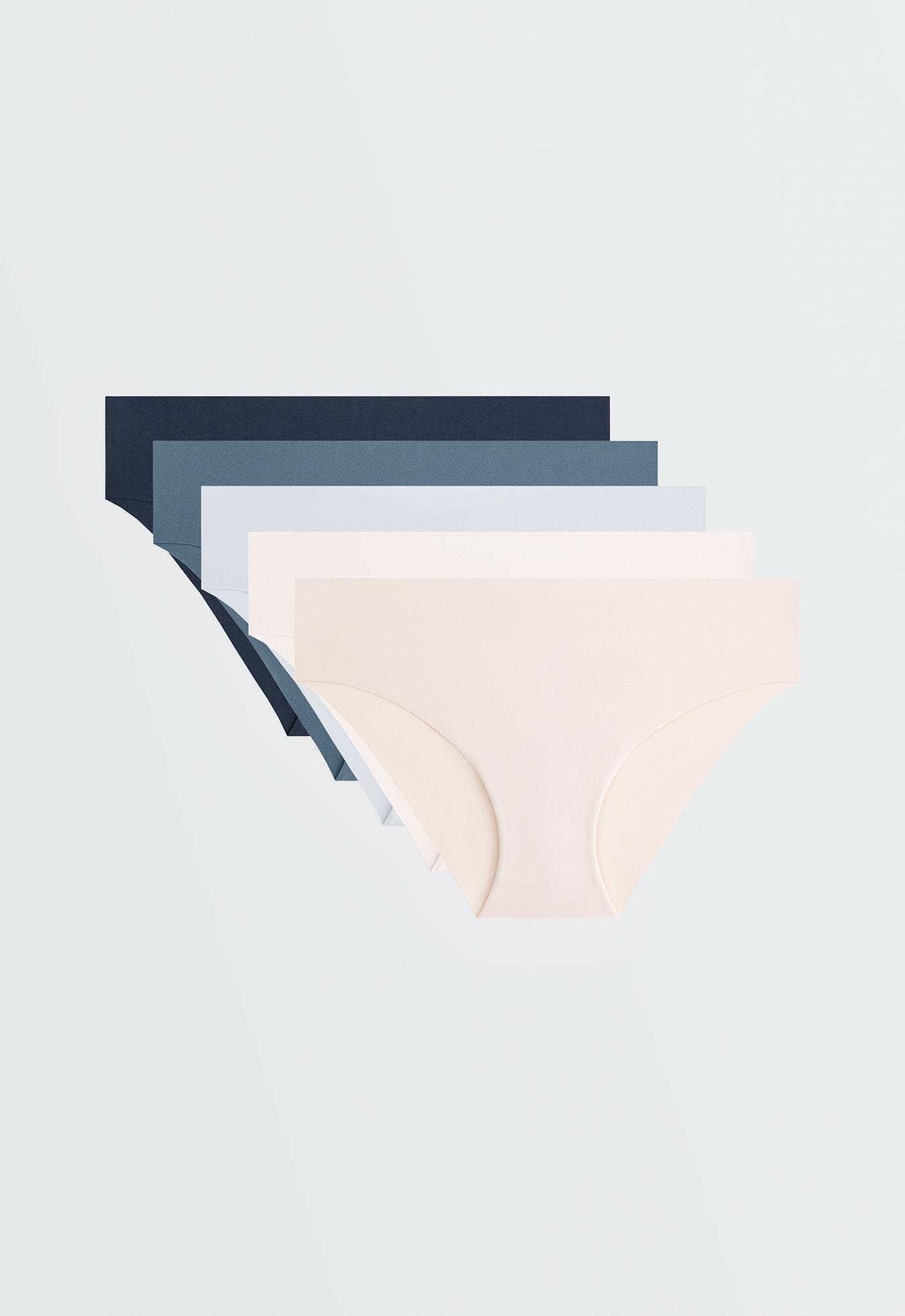 5 laser-cut invisible polyamide blend hipster briefs — MID GREY-BLUE