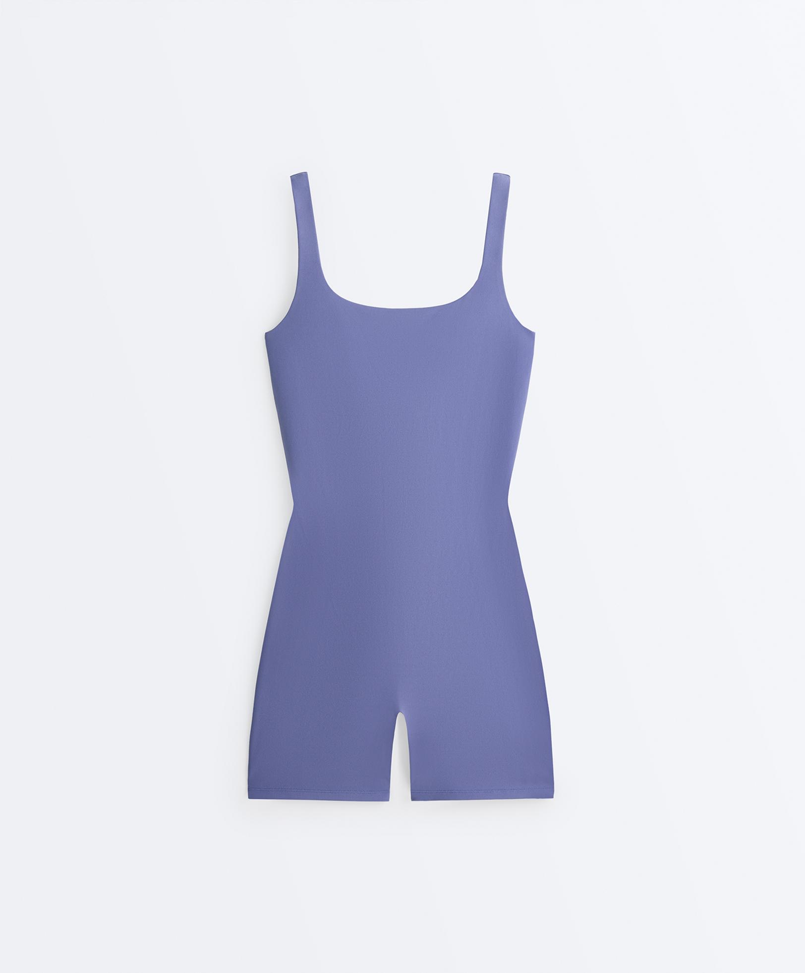 Evermove square neck short jumpsuit — BLUEBERRY