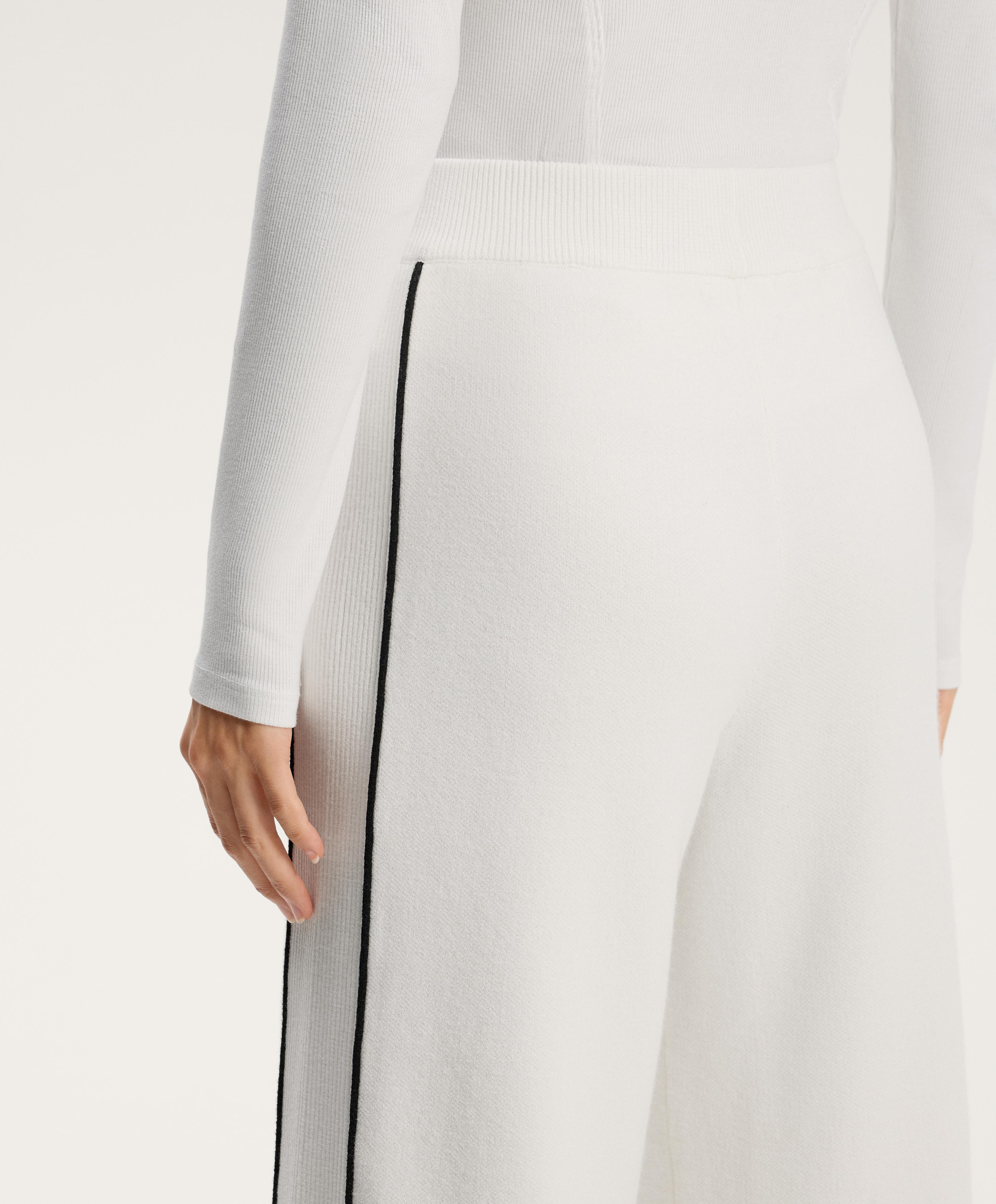 Knit straight-leg trousers with contrast piping - Sale