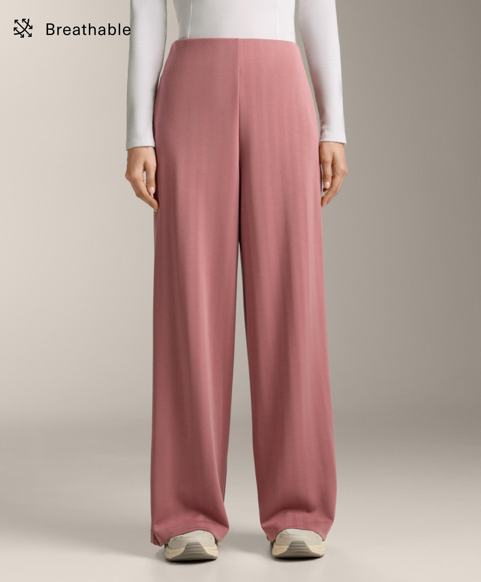 بنطلون واسع بسرج عالٍ جدًا بنسيج مخطط - تنزيلات