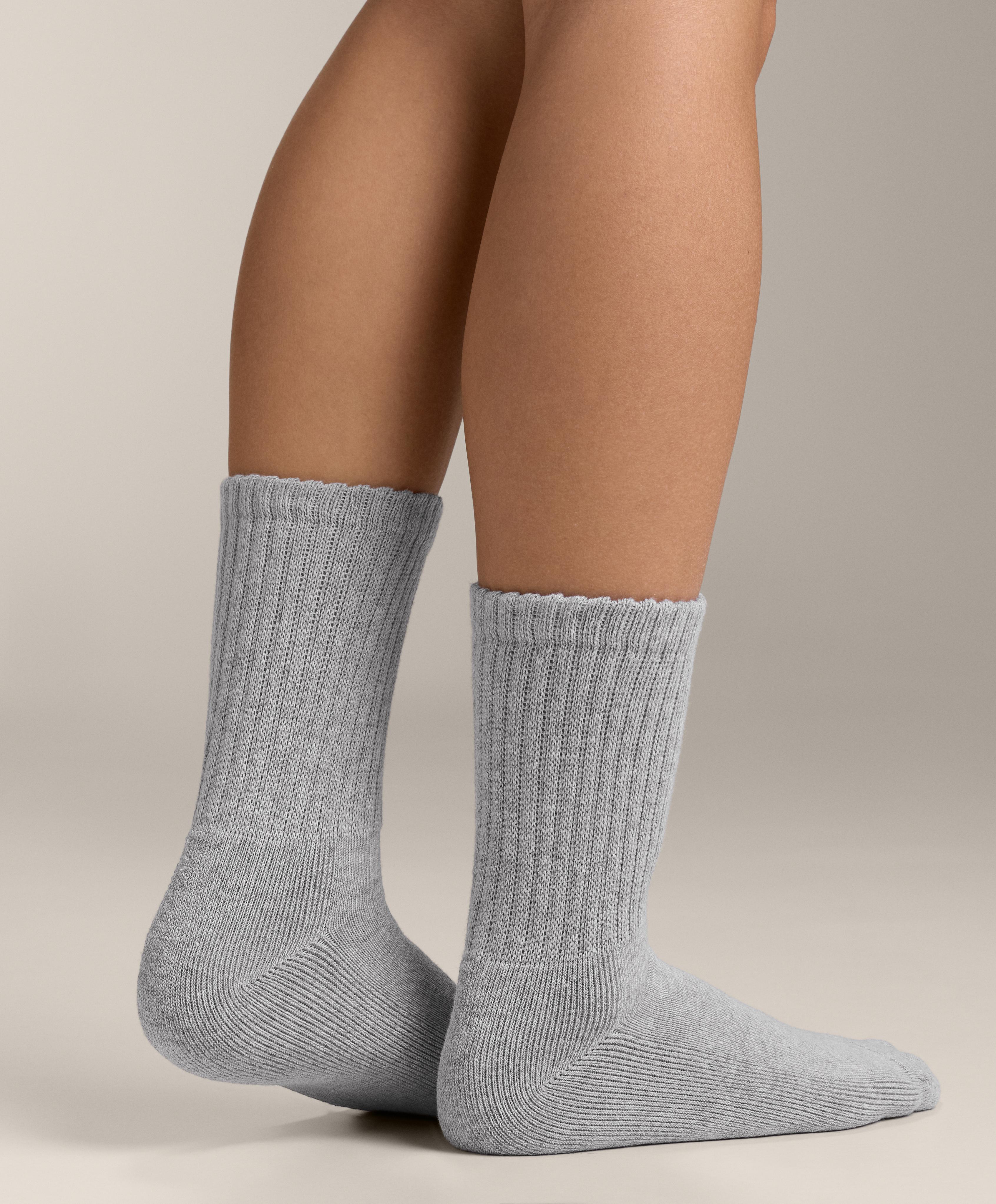 Cotton blend classic slouchy socks — GREY MELANGE