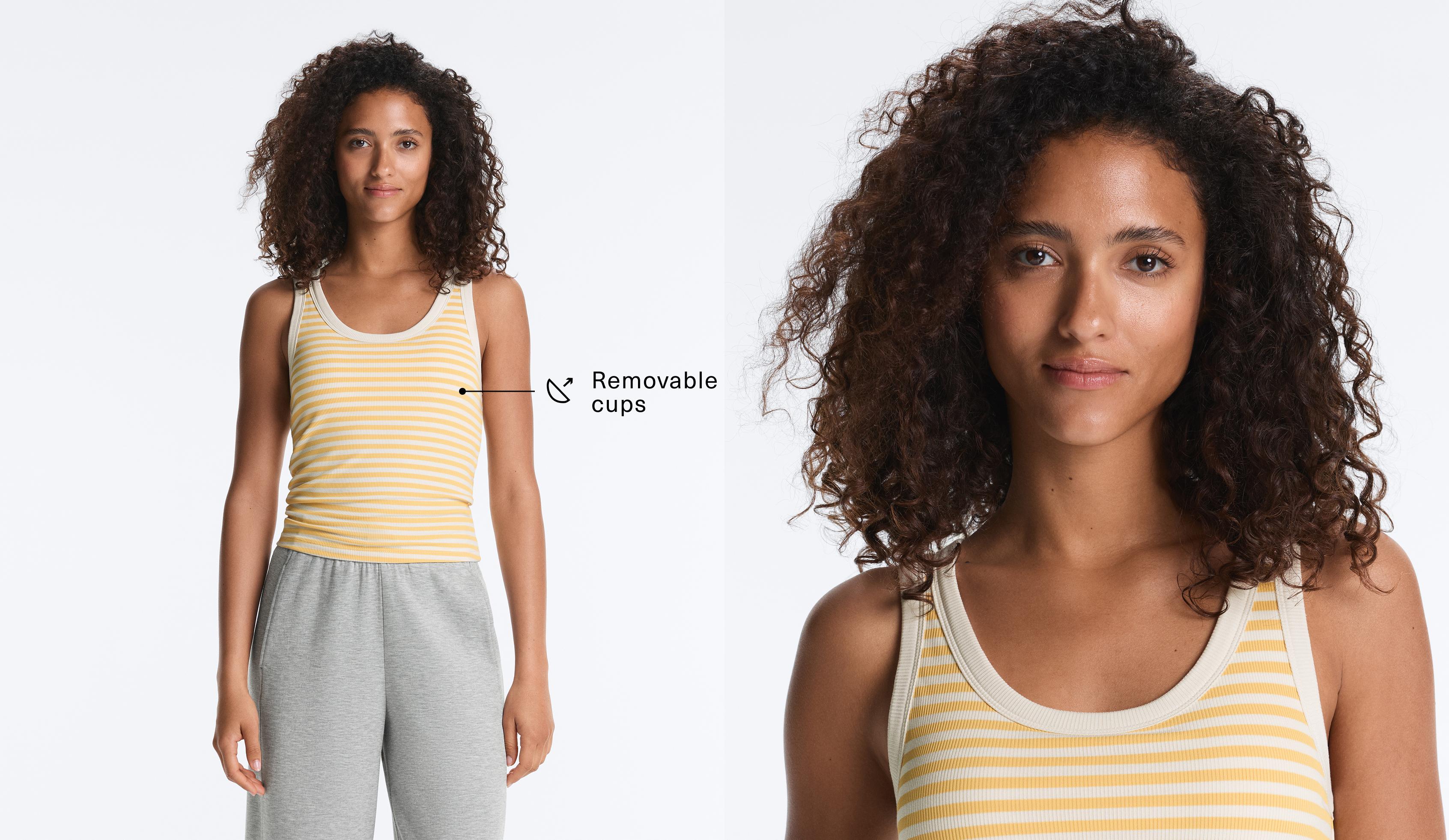 Long modal rib stripe tank top — MID-YELLOW