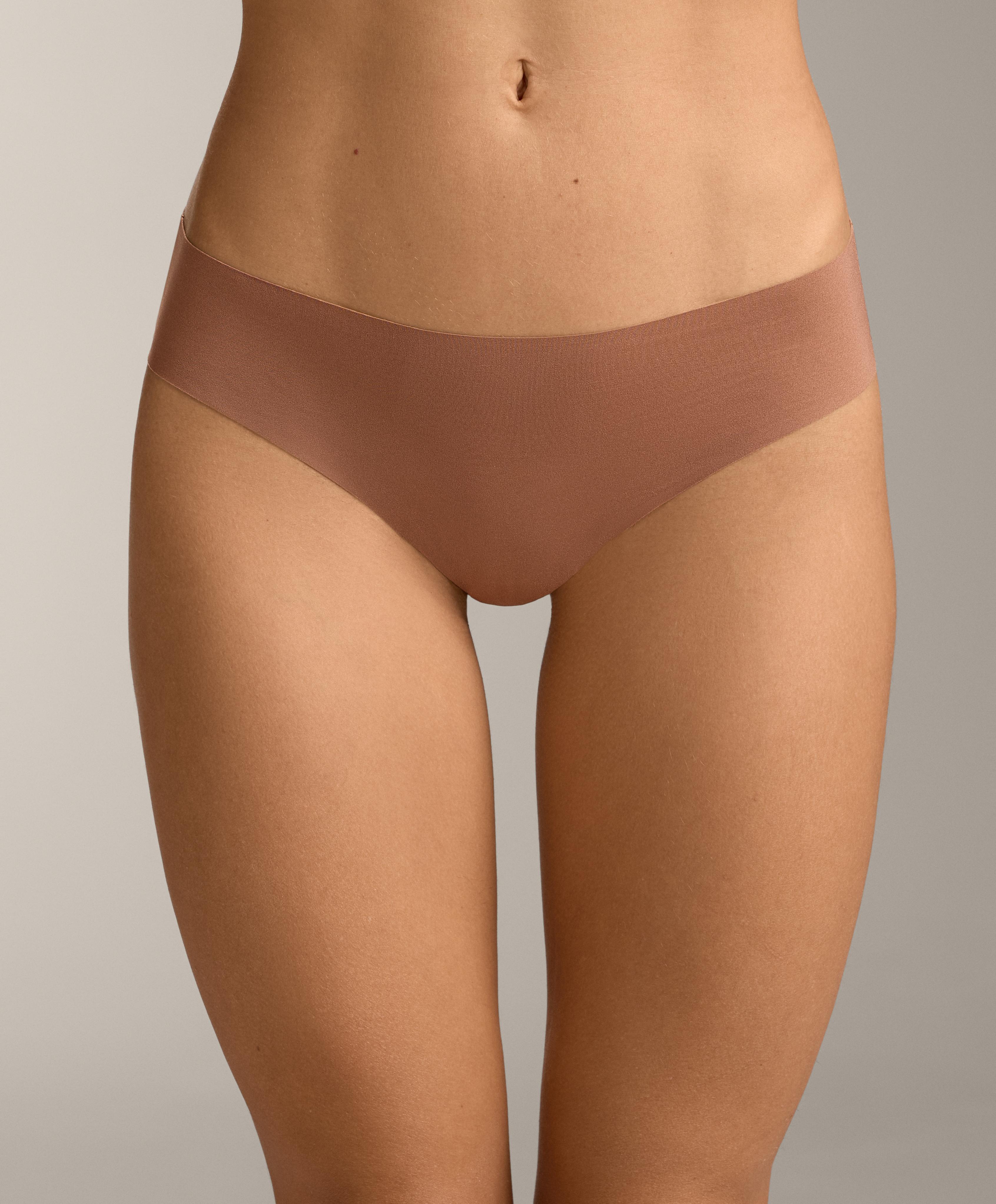 5 invisible polyamide blend Brazilian briefs — BEIGE