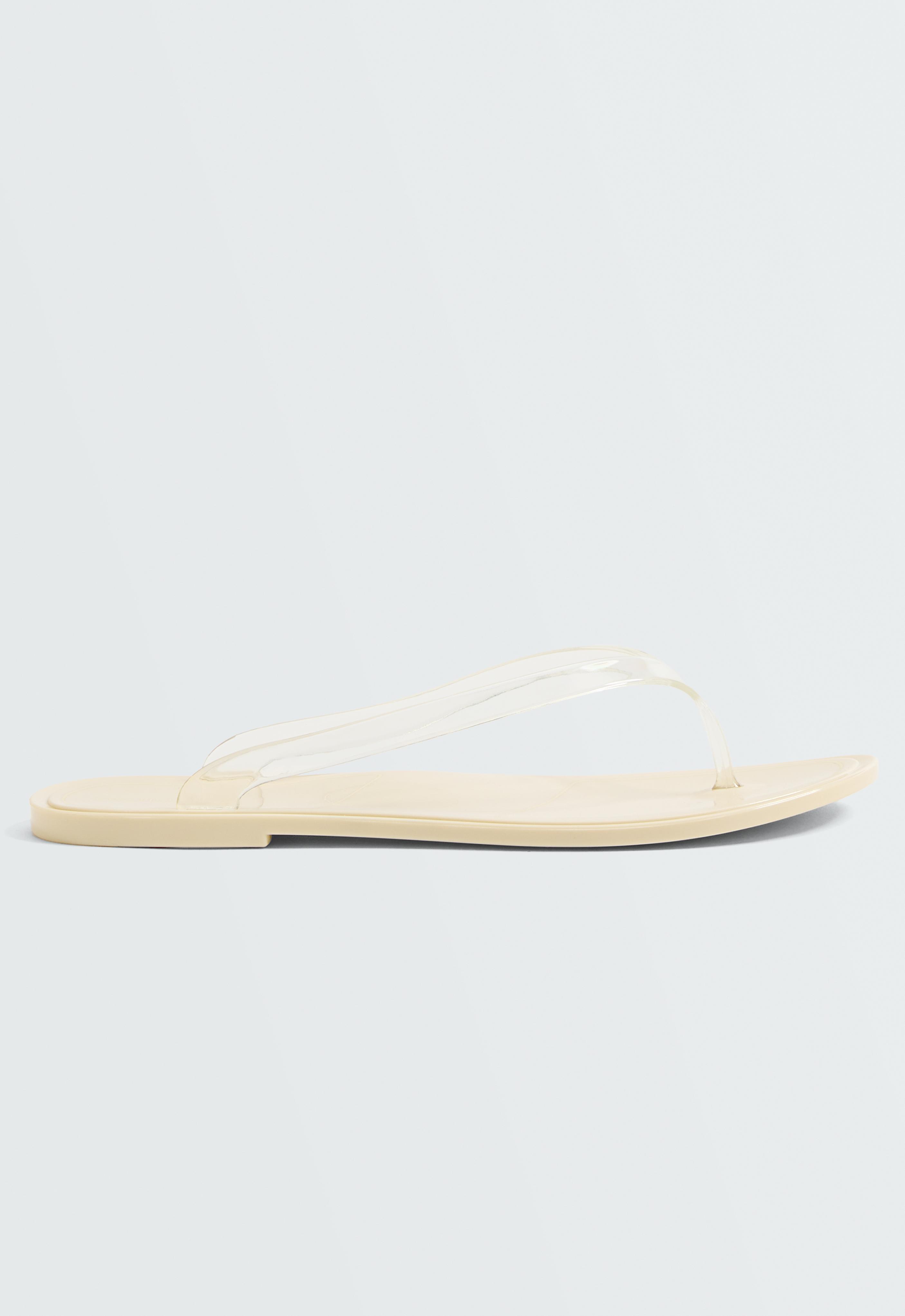 Translucent effect beachwear flip flops — ECRU