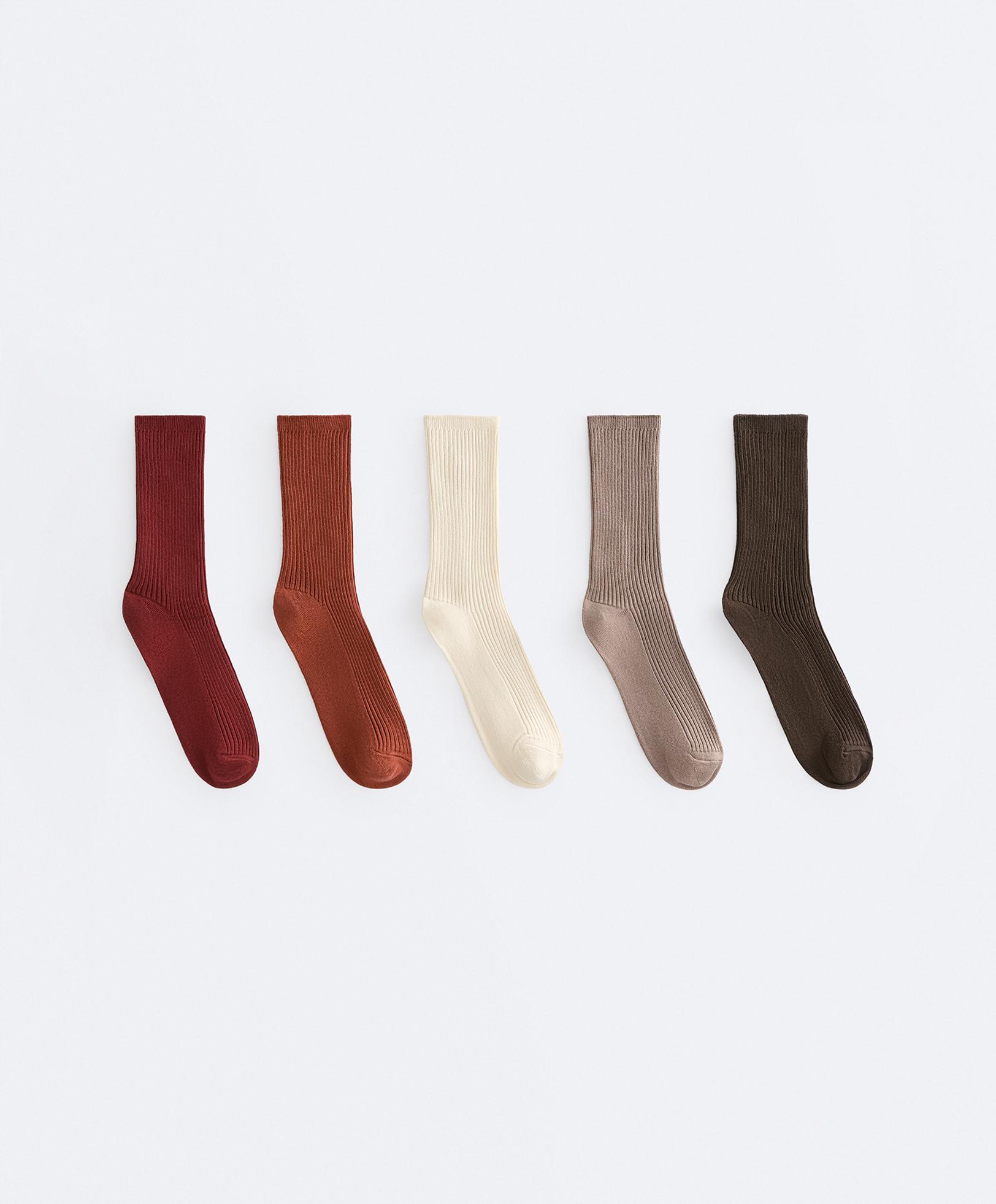 5 pairs of cotton blend classic socks — TERRACOTTA