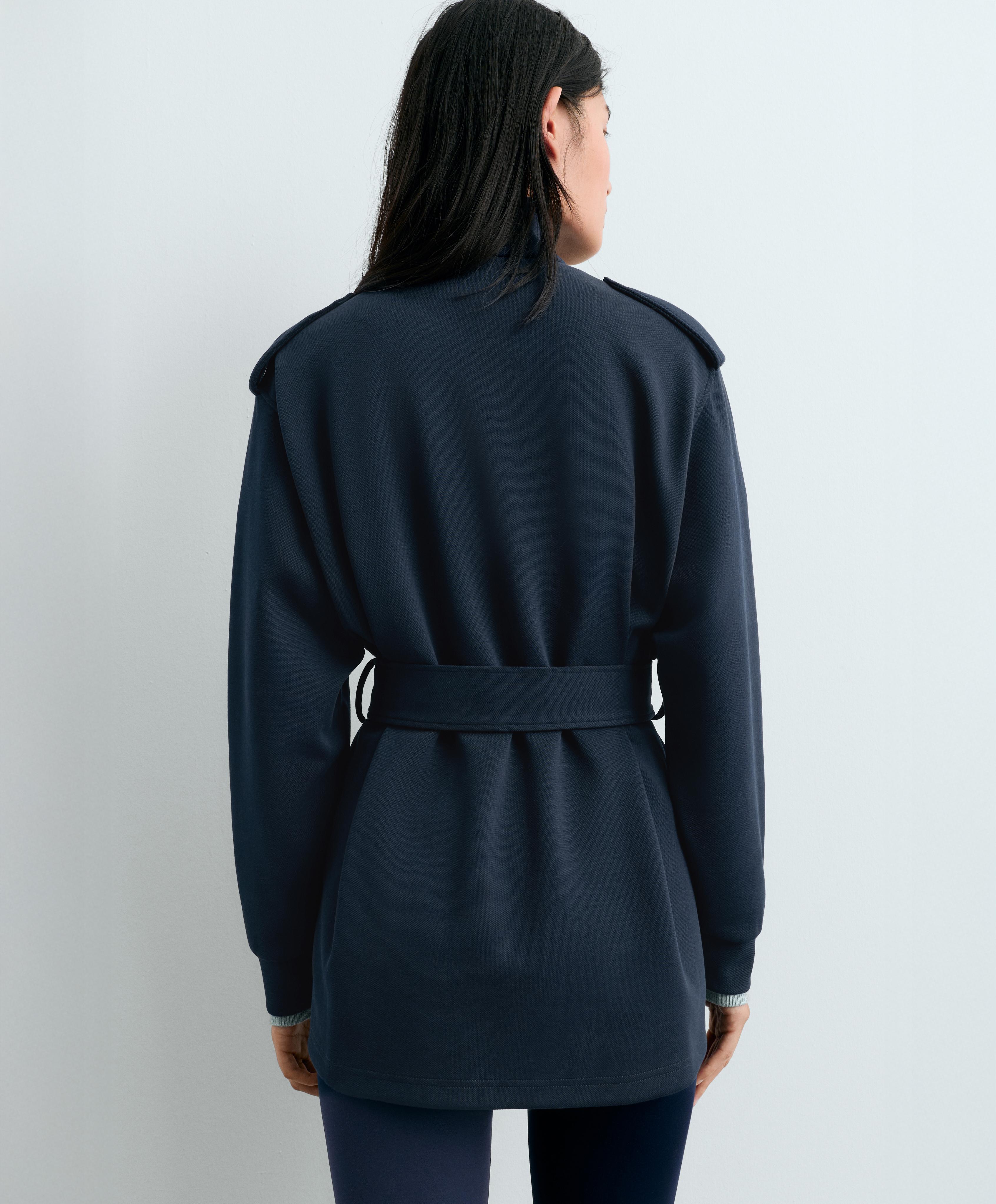 Long utility jacket with cotton — NAVY BLUE