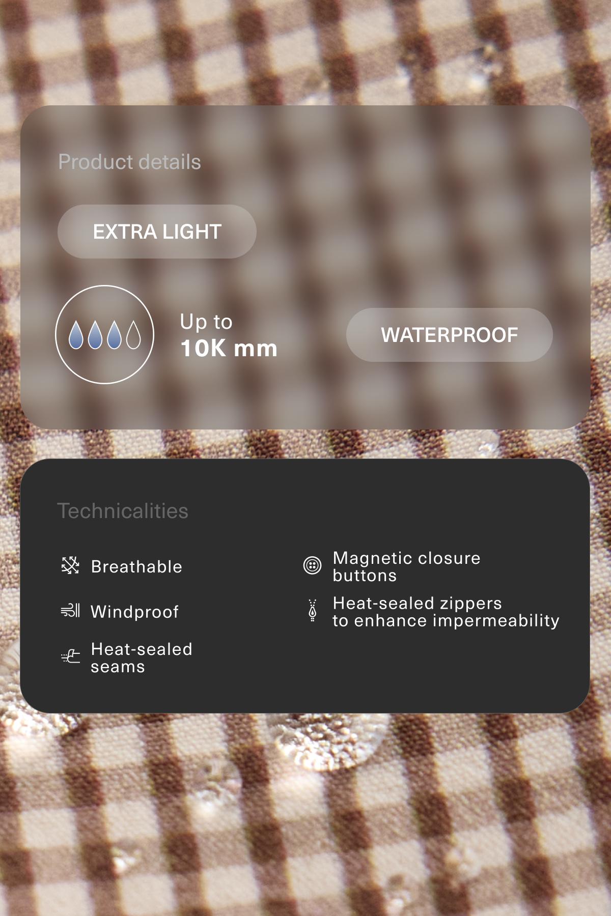 Extra lightweight 10k waterproof gingham jacket — DARK BRICK