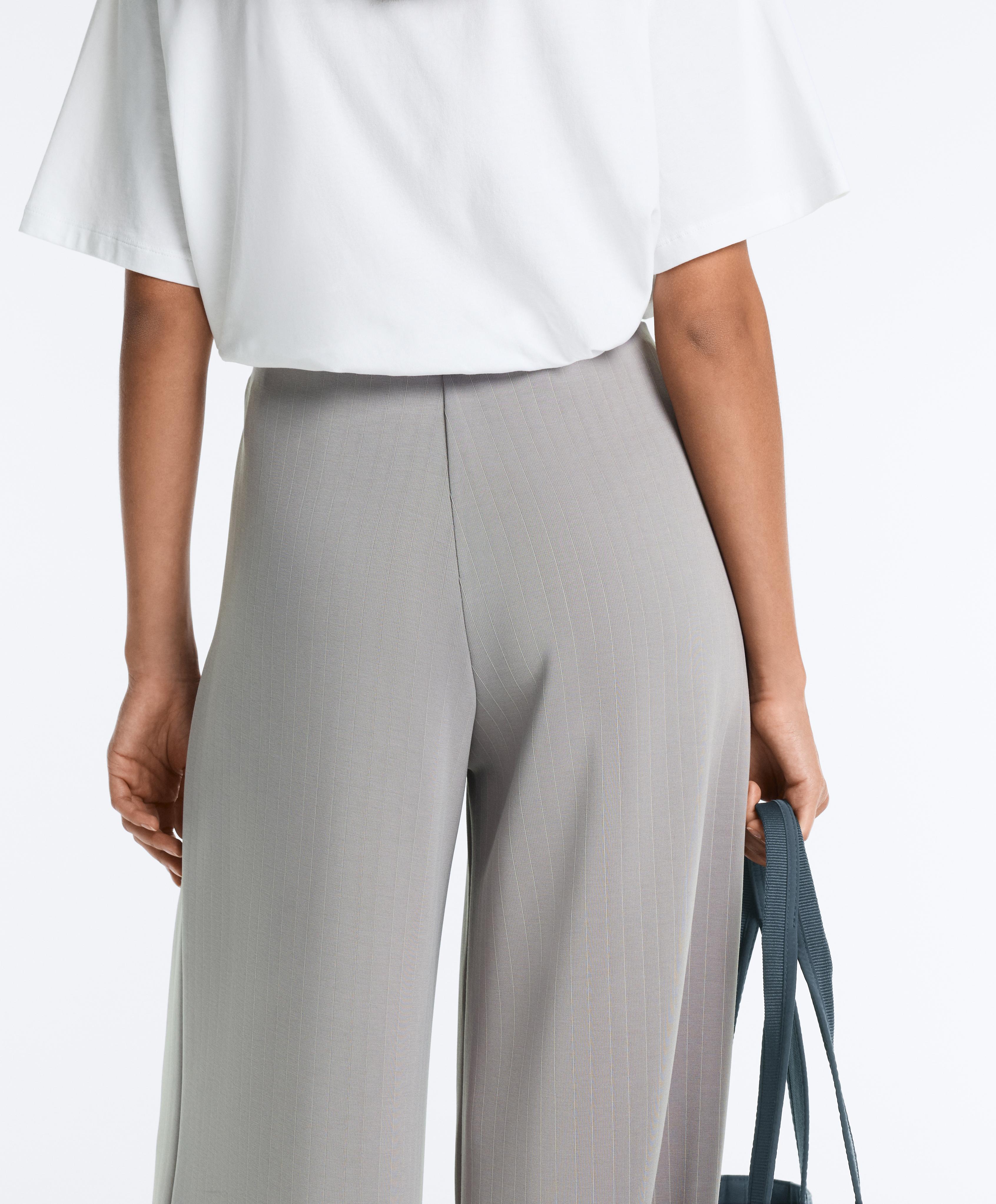 Long pleated trousers with soft touch modal — MID GREY