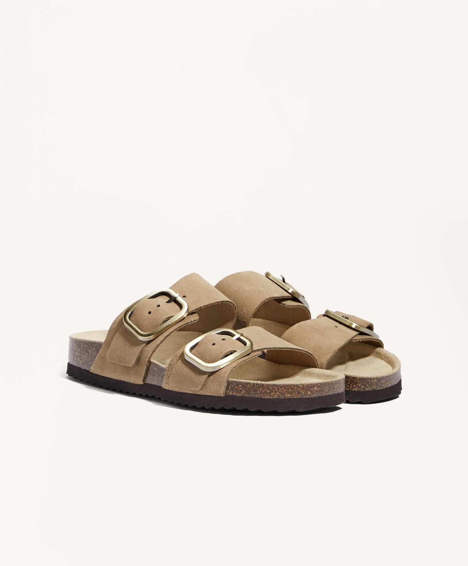 Замшеві шльопанці з пряжкою - Розпродаж