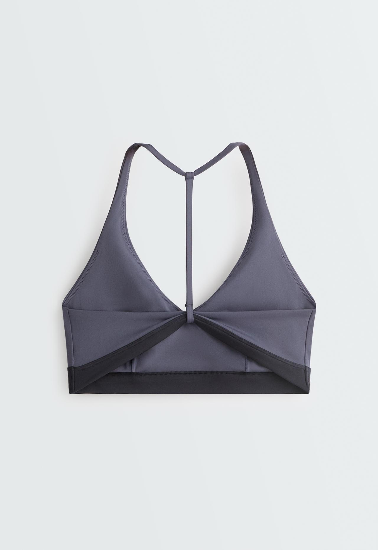 Medium support sports bra with thin strap — BLUE-GREY