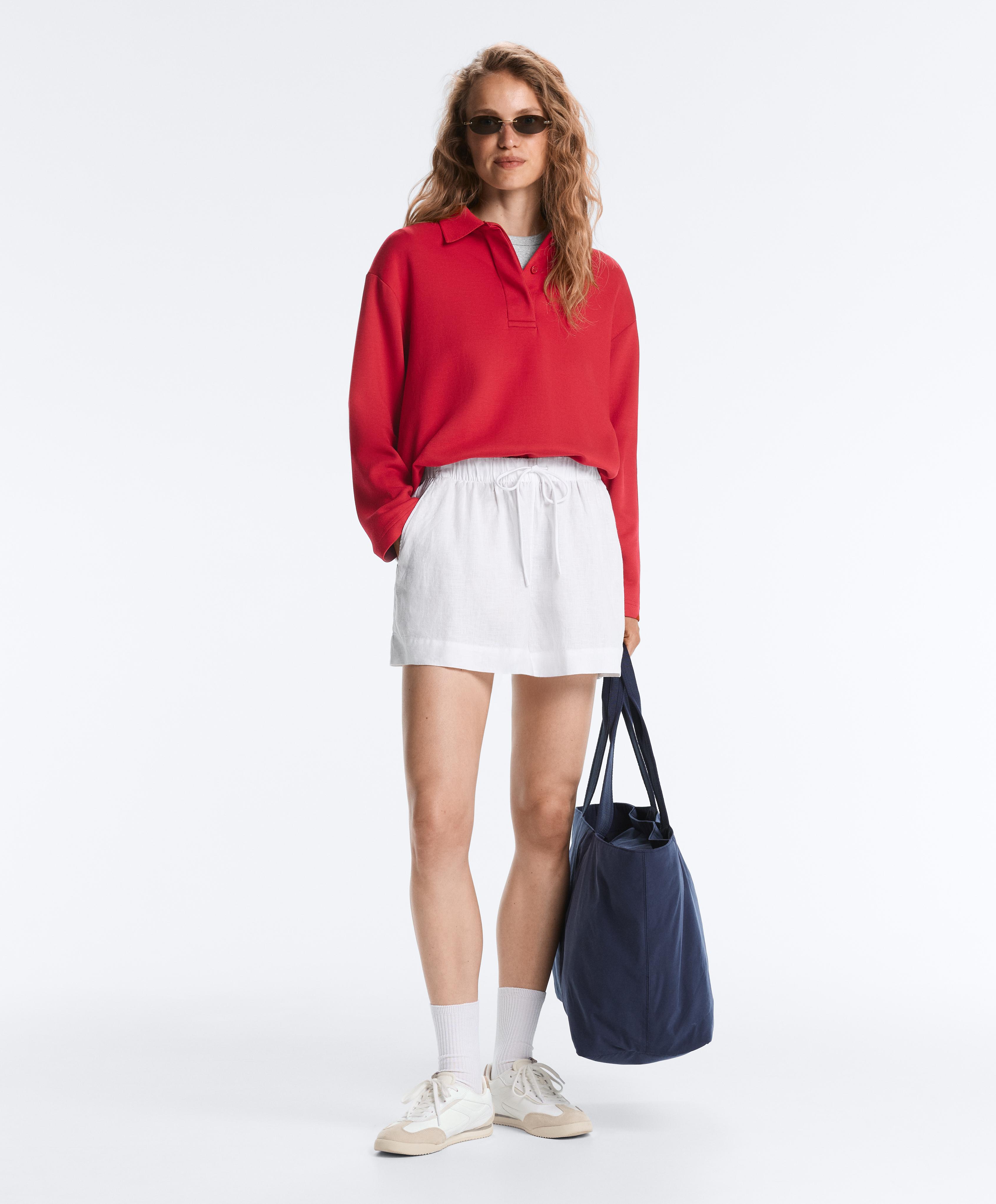 Polo met lange mouwen van piqué